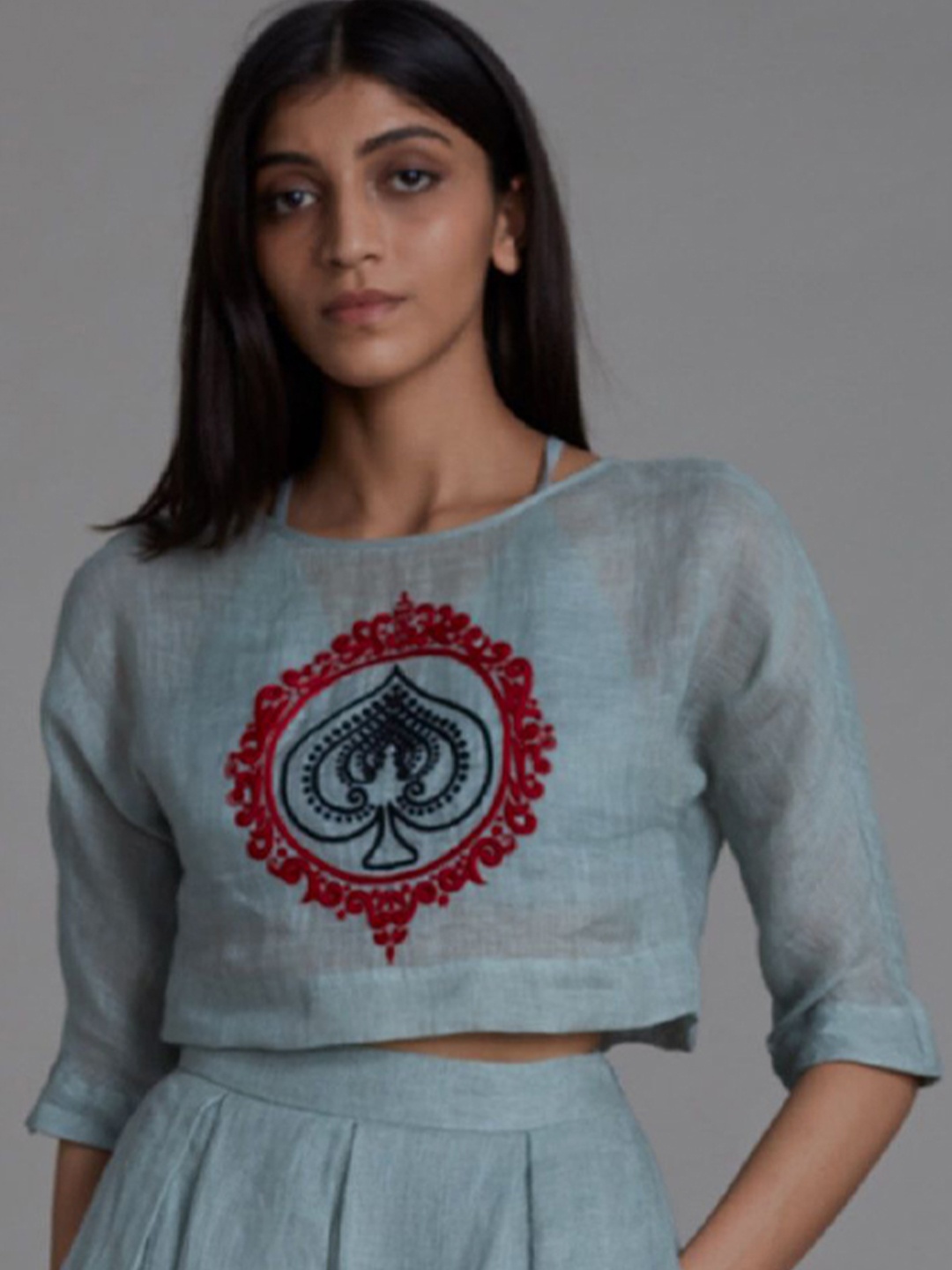 

MATI Print Linen Top, Blue