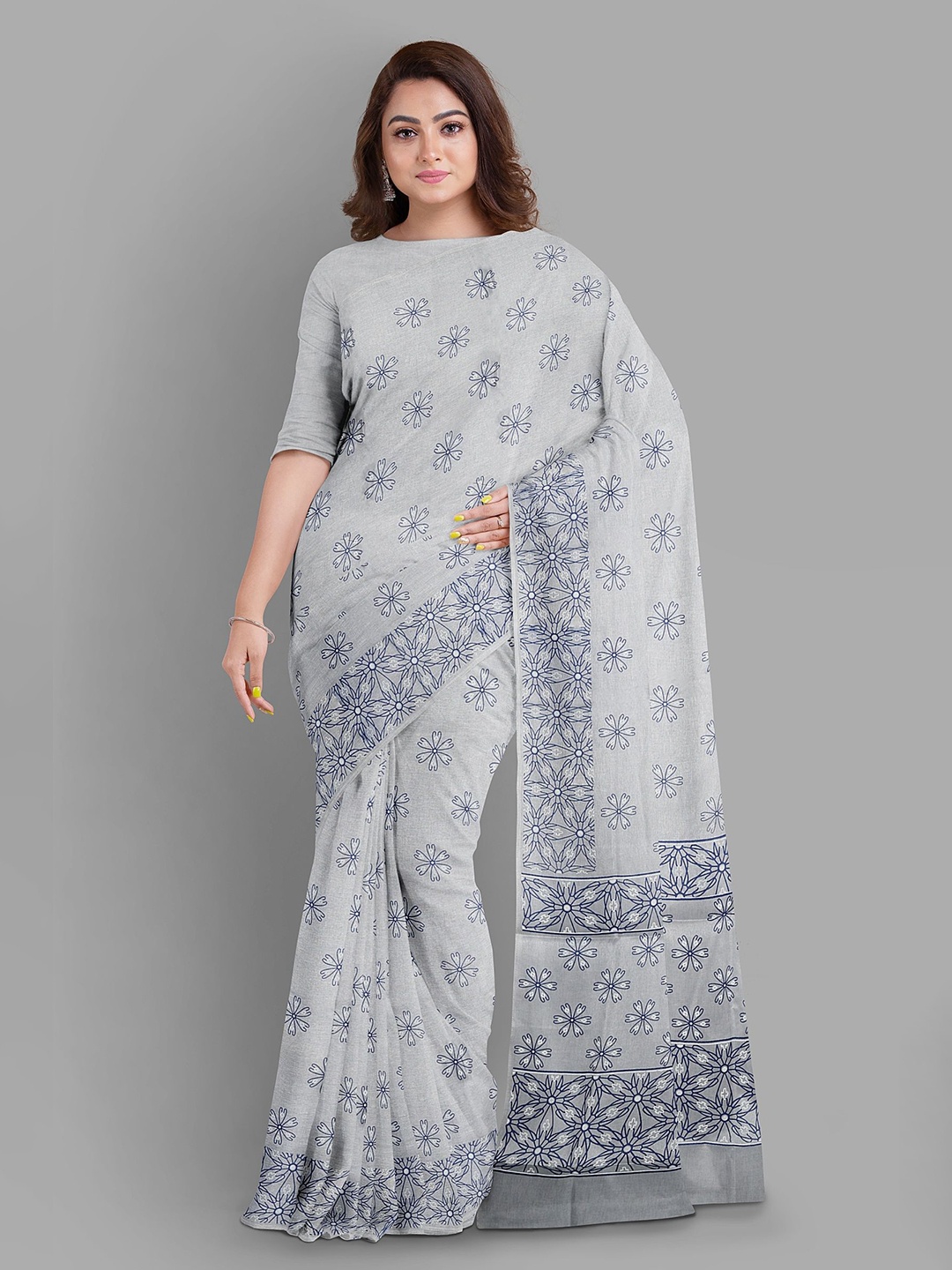 

The Chennai Silks Floral Fusion Sambalpuri Saree, Grey