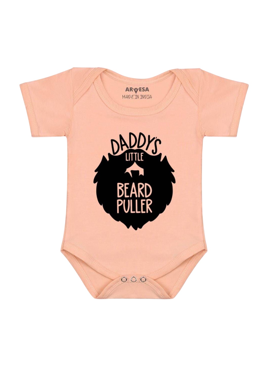 

Arvesa Unisex Daddy Little Beard Puller Printed Romper, Peach