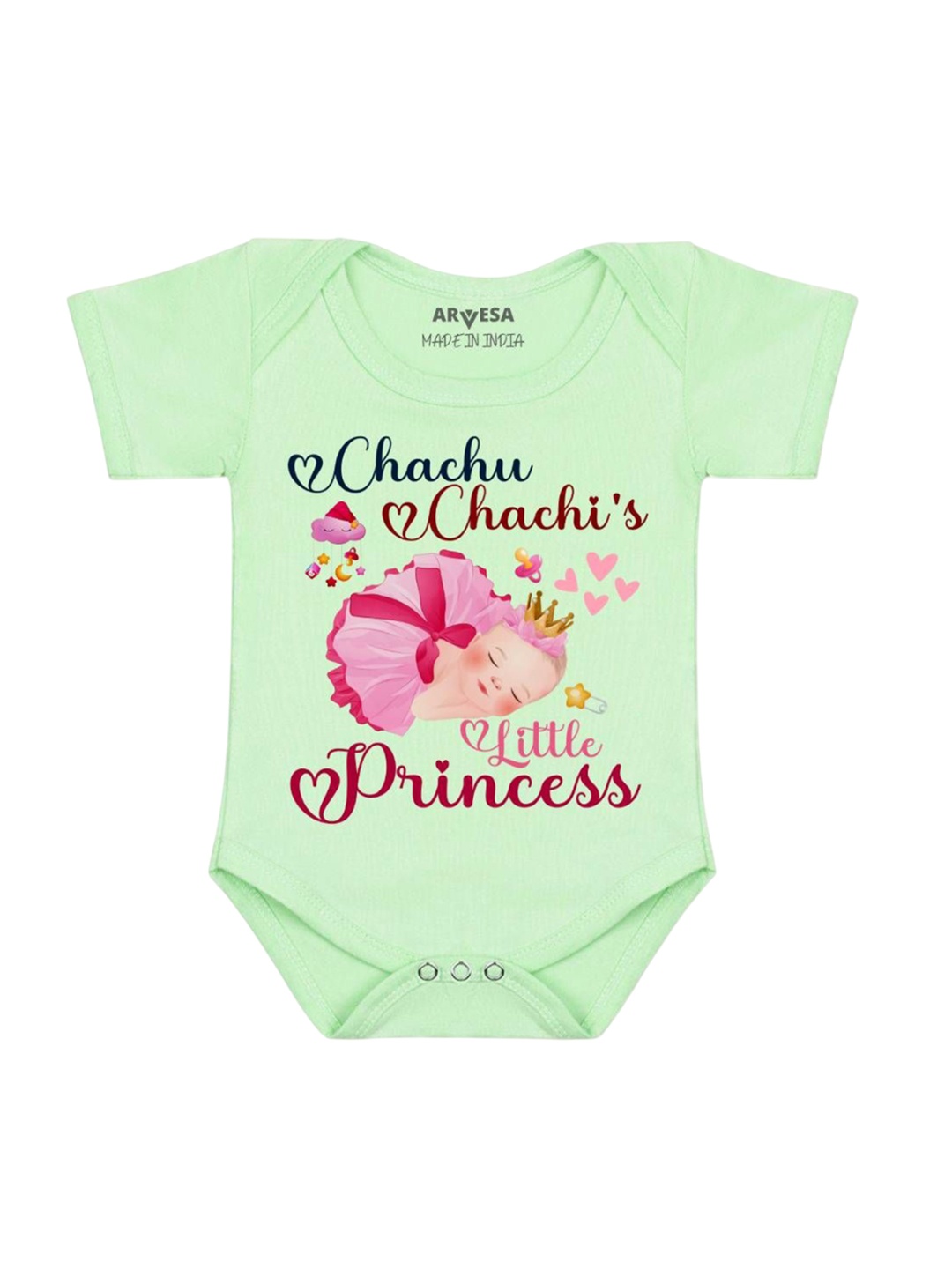 

Arvesa Chachu Chachi'S Little Princess Printed Romper, Green