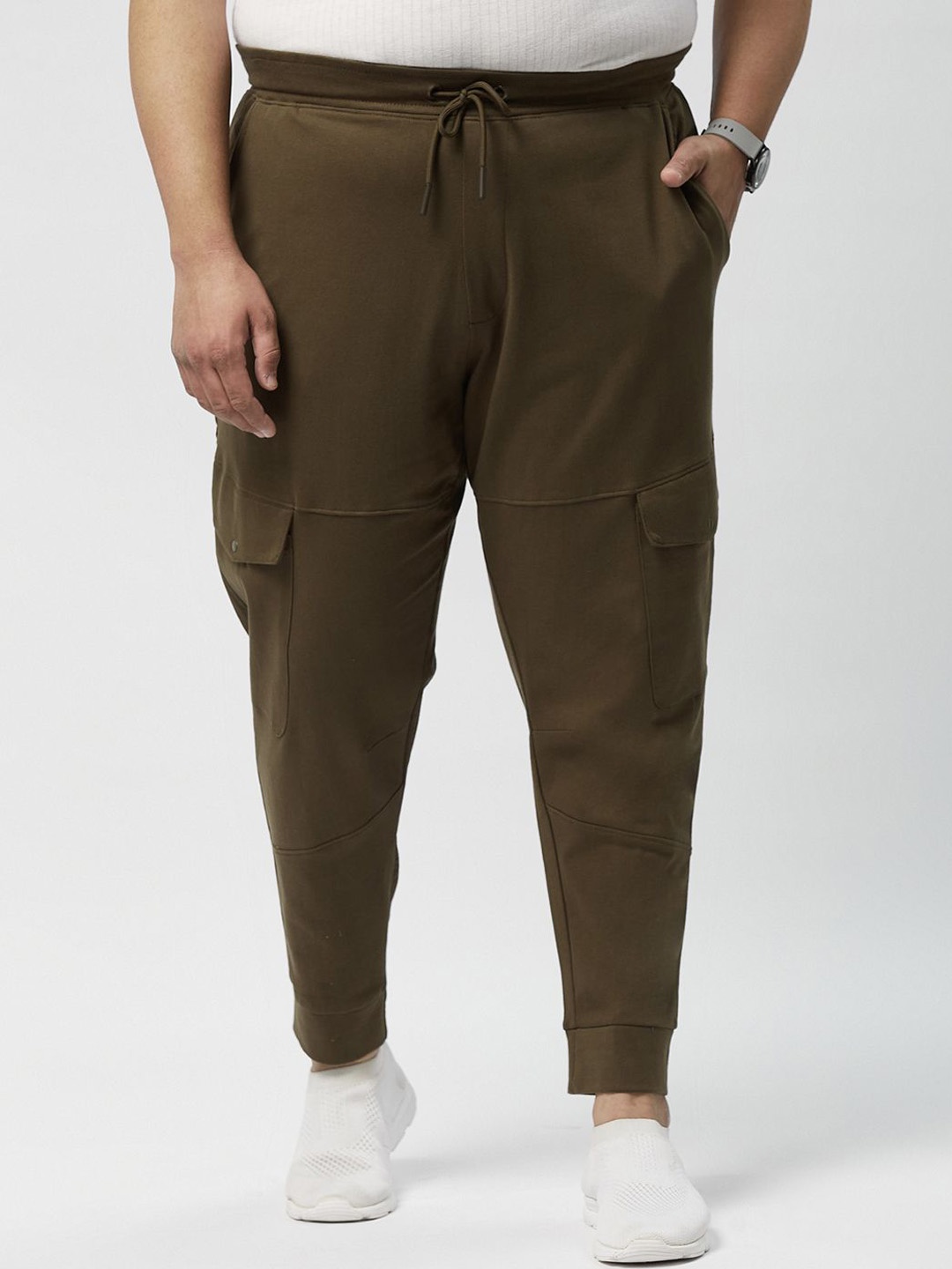 

Big Hello - The Plus Life Men Relaxed Joggers Trousers, Olive