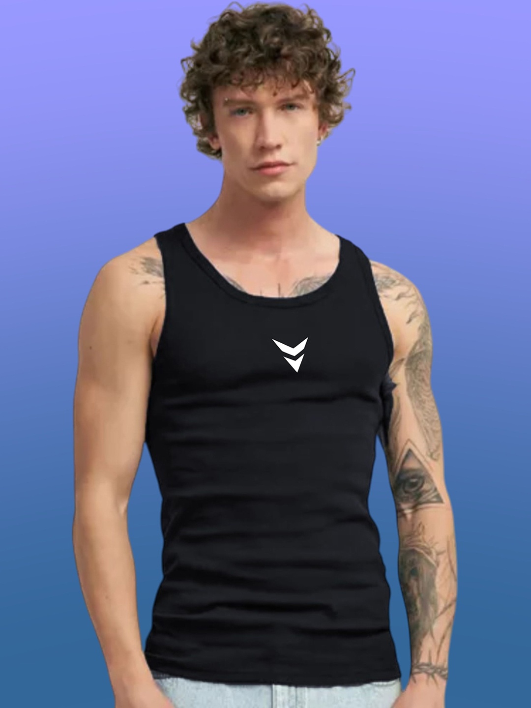 

Uniplanet store Printed Cotton Innerwear Vests UVM-DOWM-ARR-BLK-S, Black