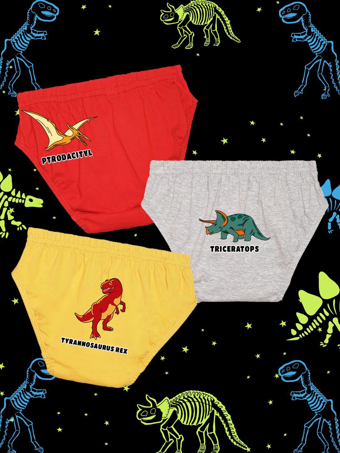 

NUSYL Boys Pack Of 3 Printed Mid Rise Basic Briefs - NUBCBRFPO3.0118, Red