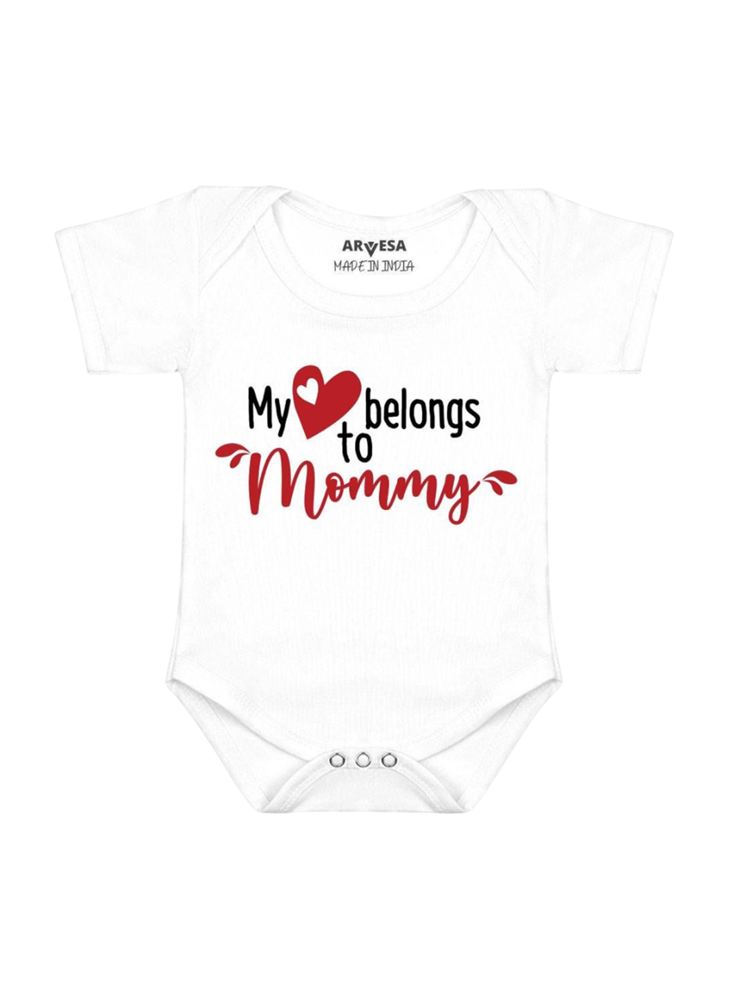 

Arvesa My Heart Beling To Mommy Printed Romper, White