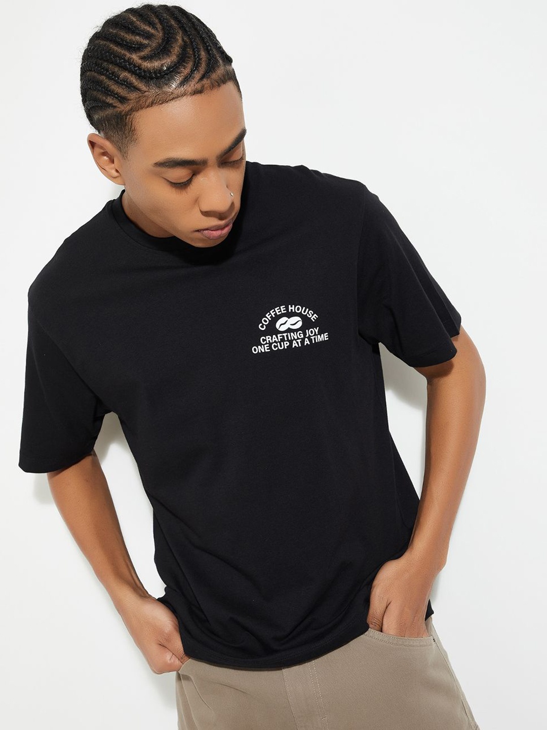 

max Men Printed T-shirt, Black