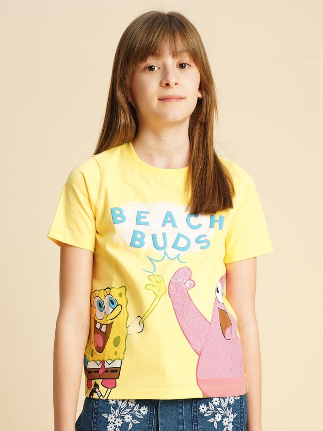 

Vero Moda Girls Printed Pockets T-shirt, Yellow