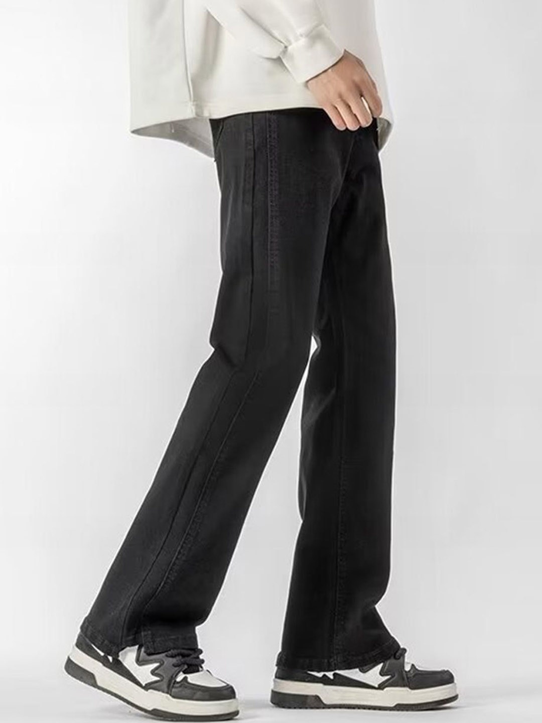 

HERE&NOW Men Low Distress Jeans, Black