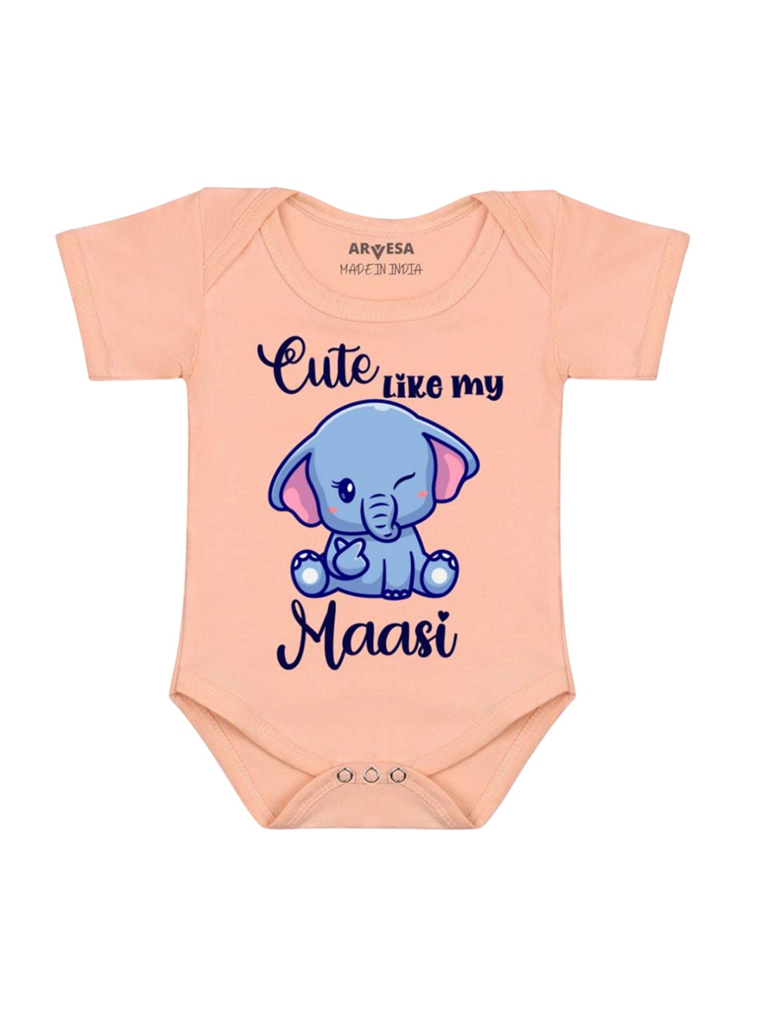 

Arvesa Kids Cute Like My Maasi Printed Romper, Peach