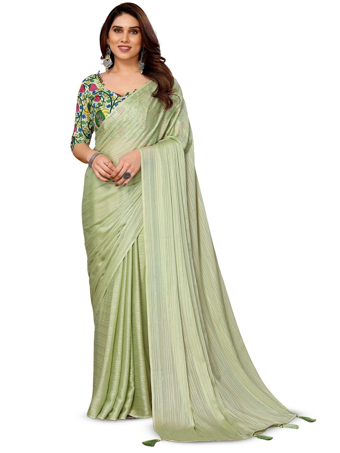 

Fashion FRICKS Striped Saree, Green