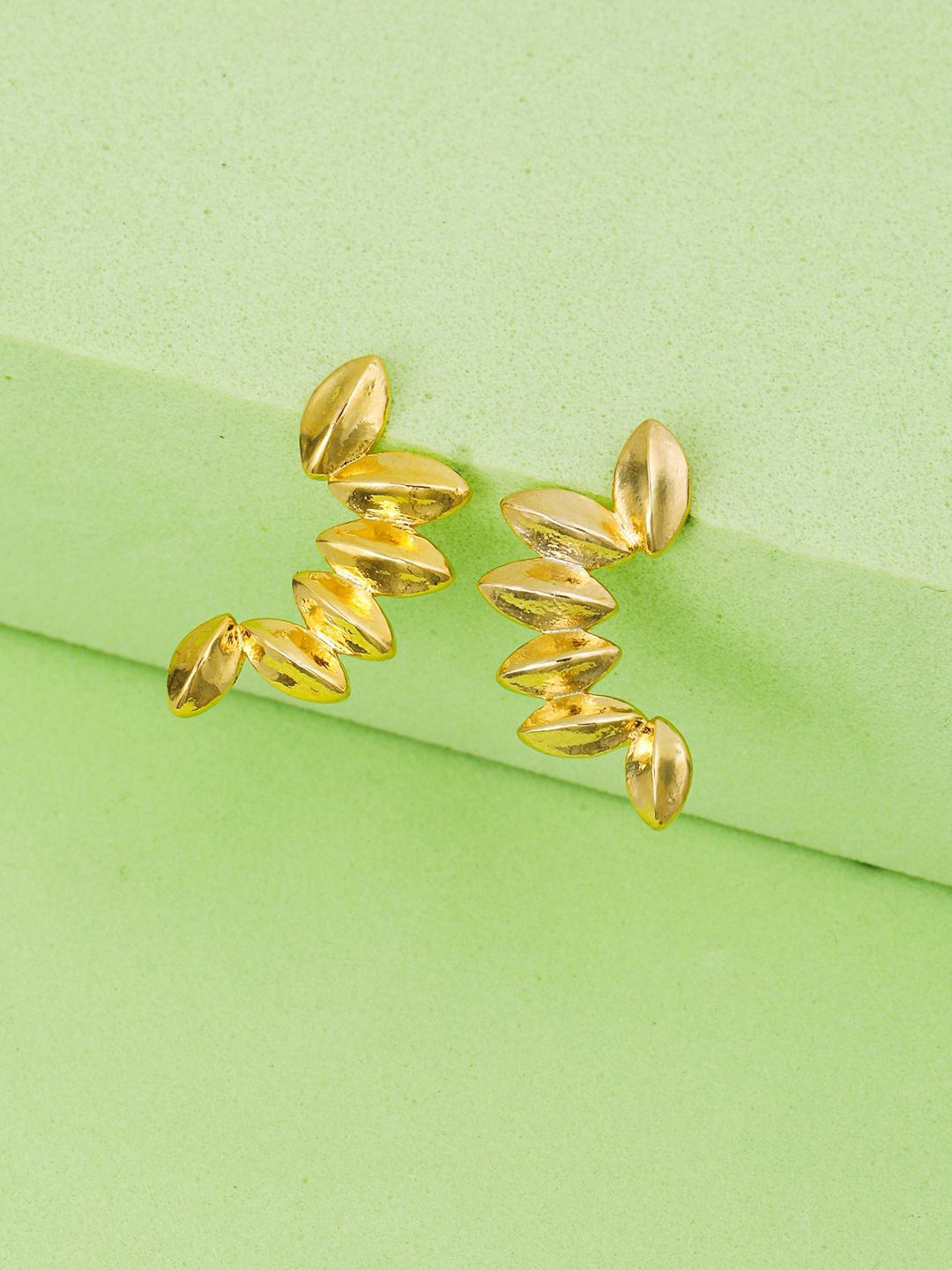 

MAIRA 925 Sterling Silver Rhodium-Plated Contemporary Shaped Drop Earrings, Gold
