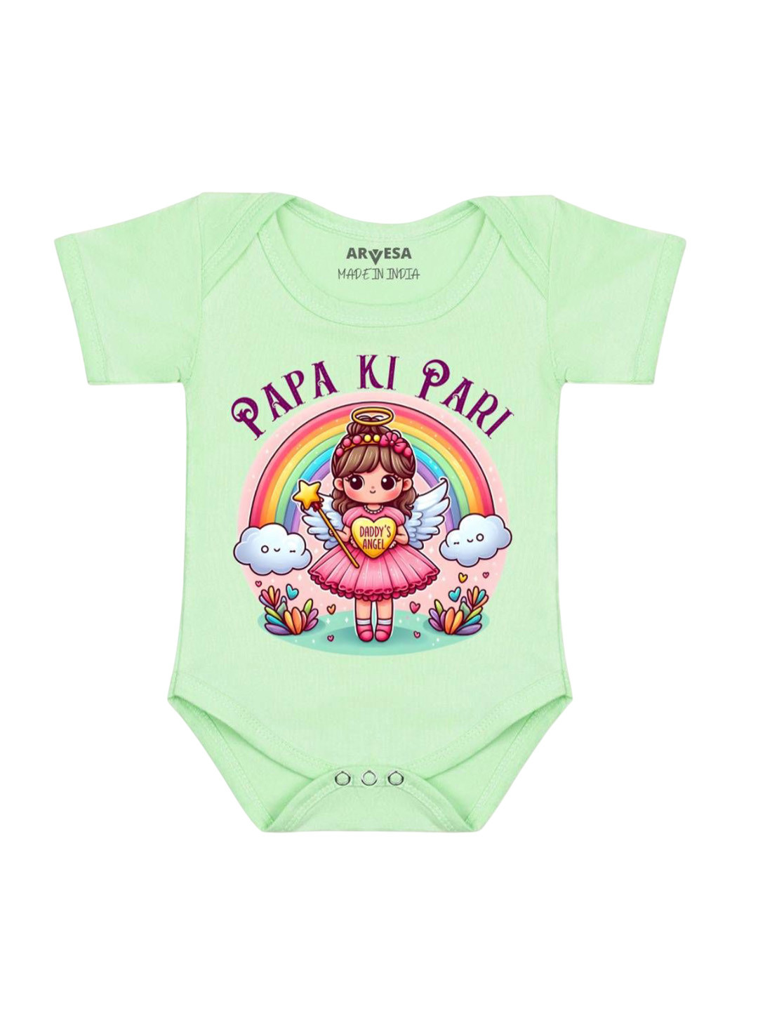 

Arvesa Kids Papa Ki Pari Printed Romper, Green