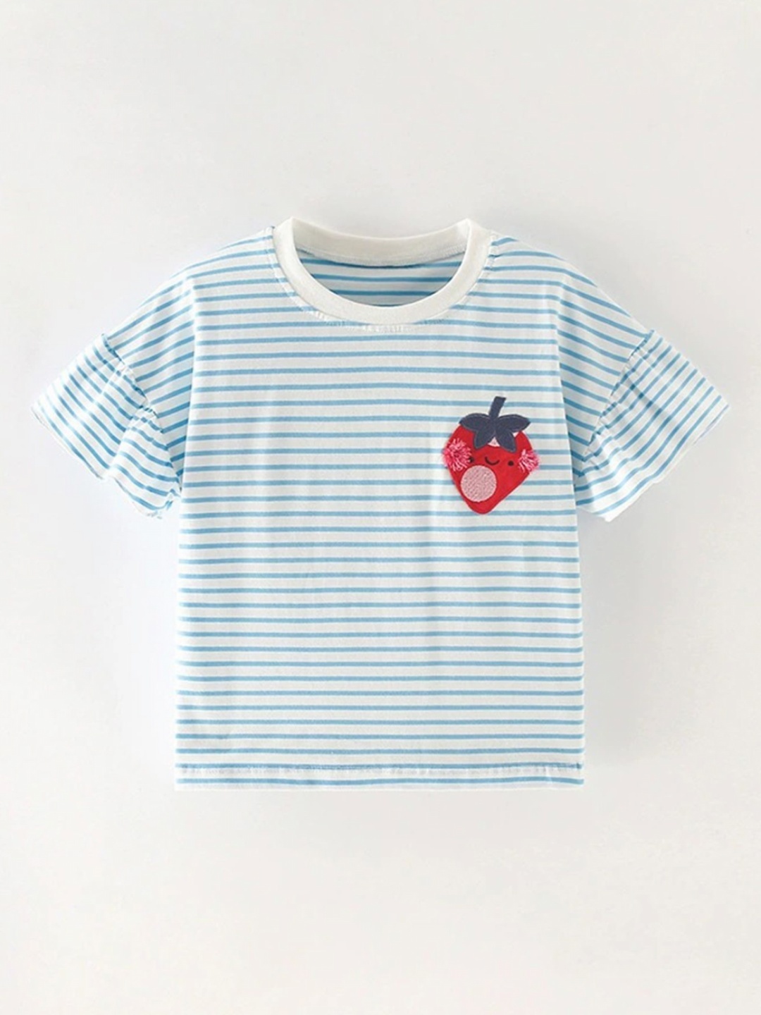 

LULU & SKY Girls Striped Pockets T-shirt, Blue