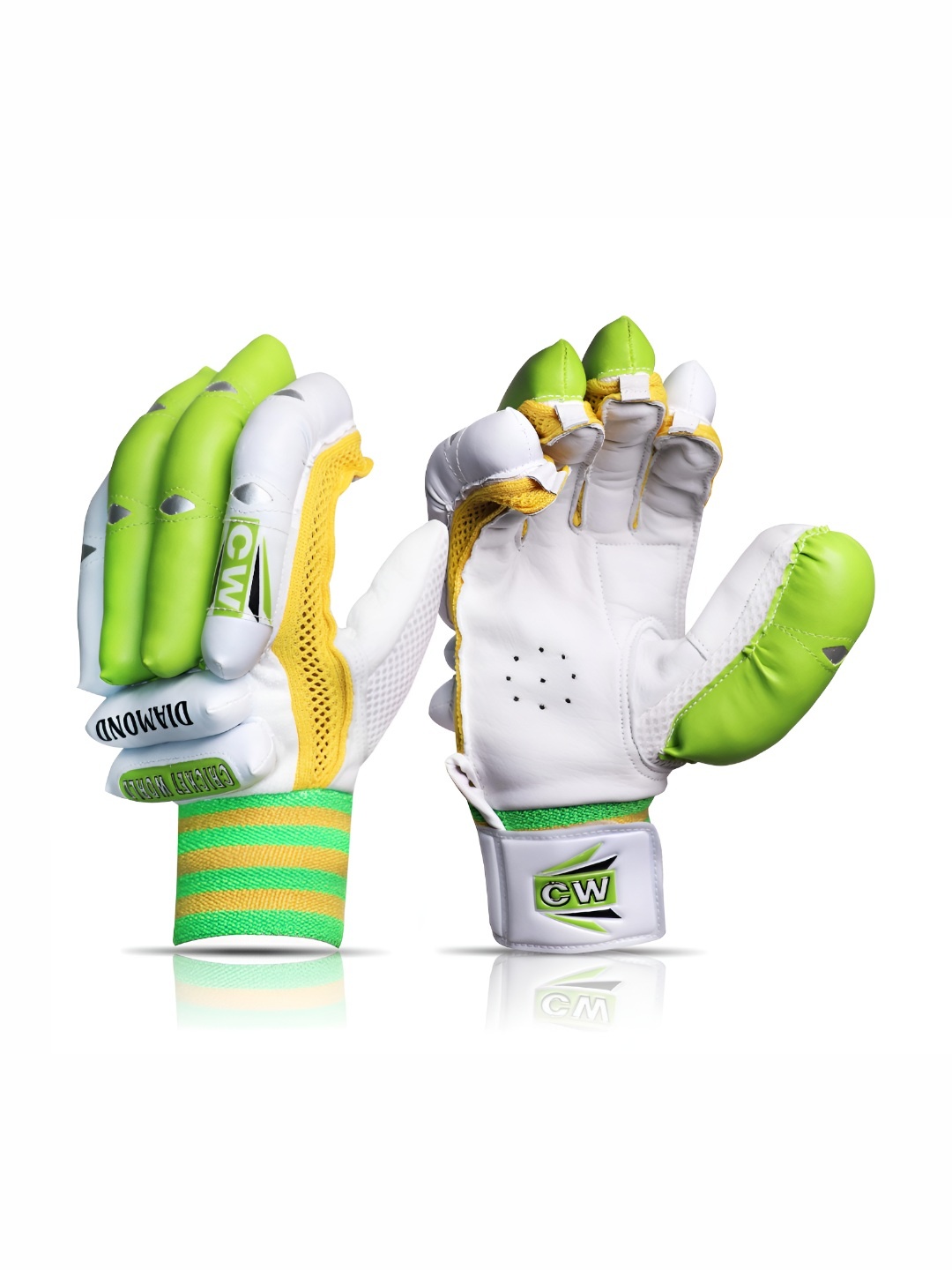 

CW Boys Air flow gusset Diamond Cricket Batting Gloves, White
