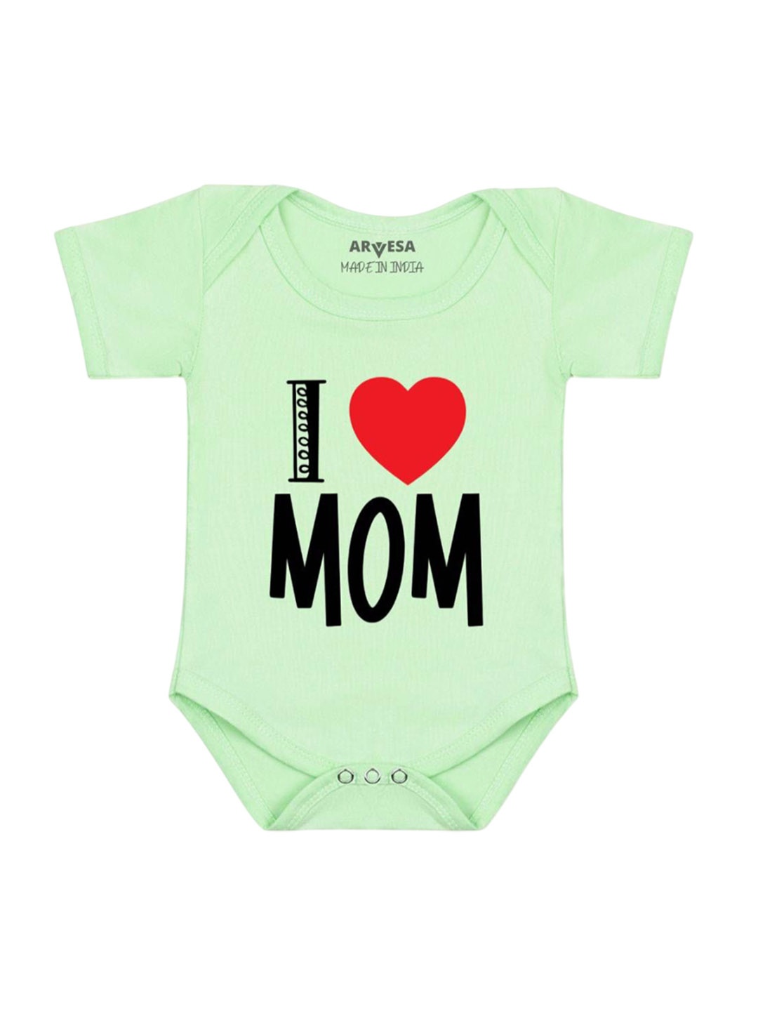 

Arvesa Kids I Love Mom Printed Cotton Romper, Green