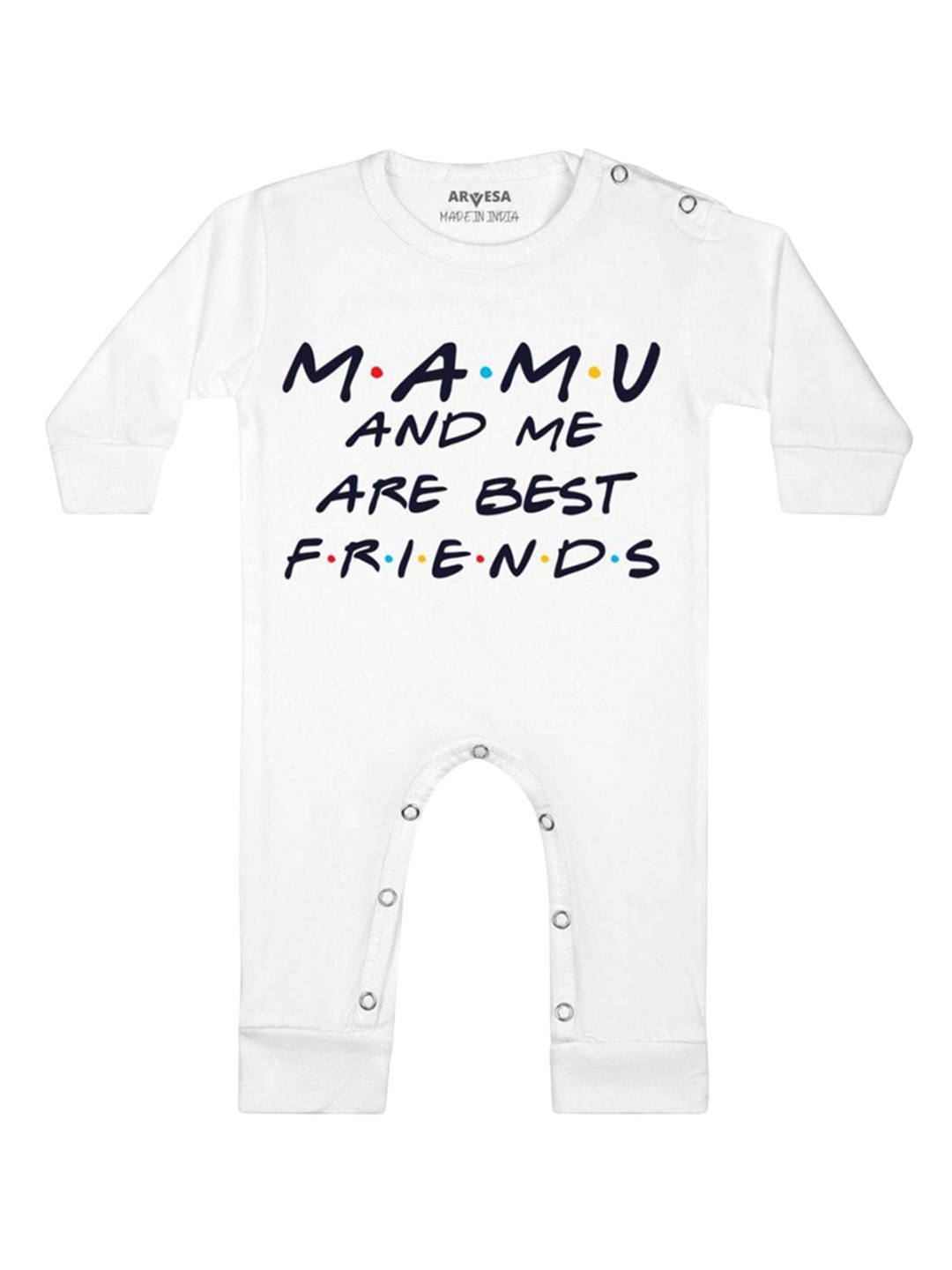 

Arvesa Kids Mamu & Me Are Best Friend Printed Baby Romper, White