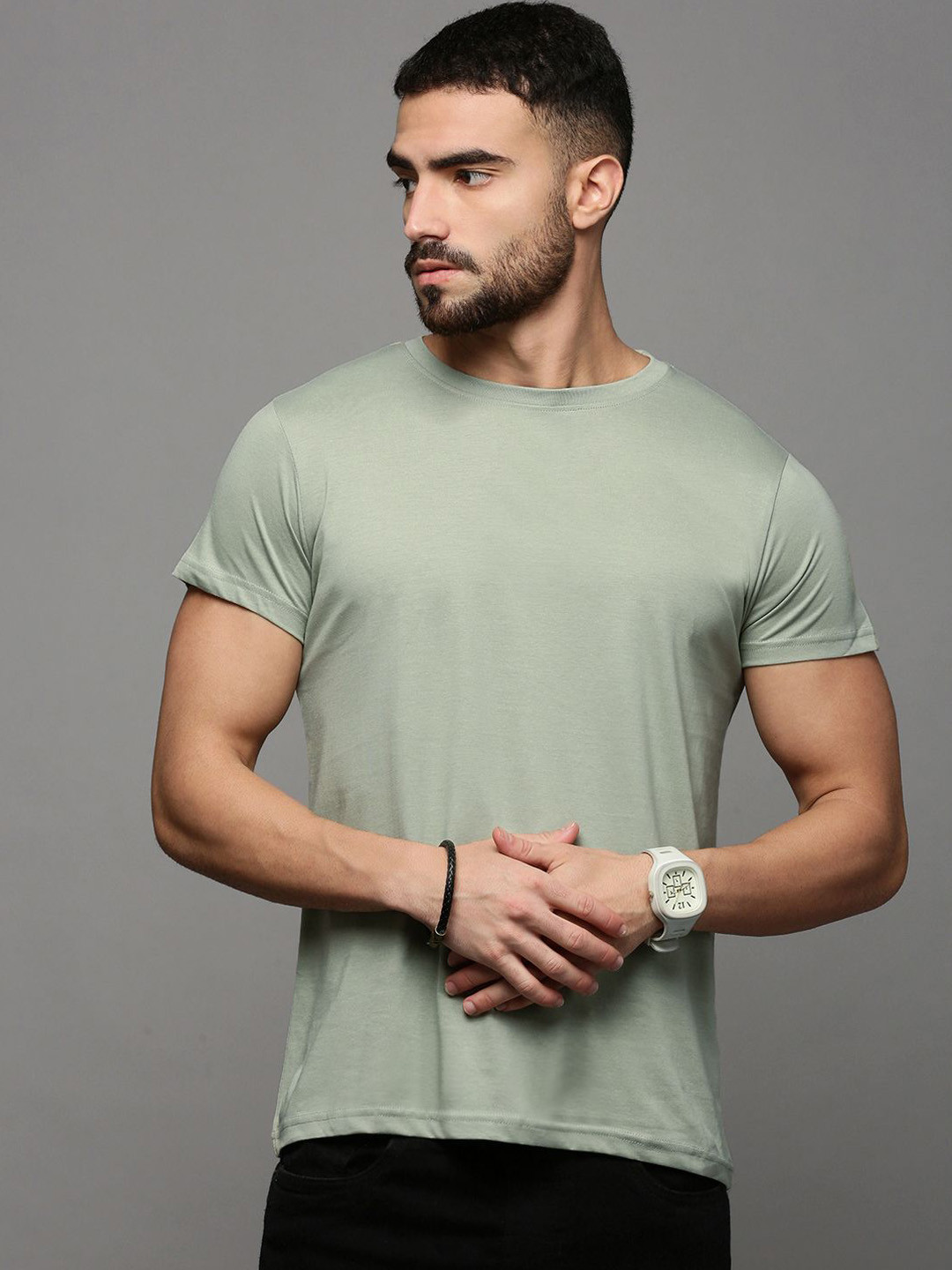 

The Roadster Lifestyle Co Cotton Round Neck Lounge T-Shirt, Green