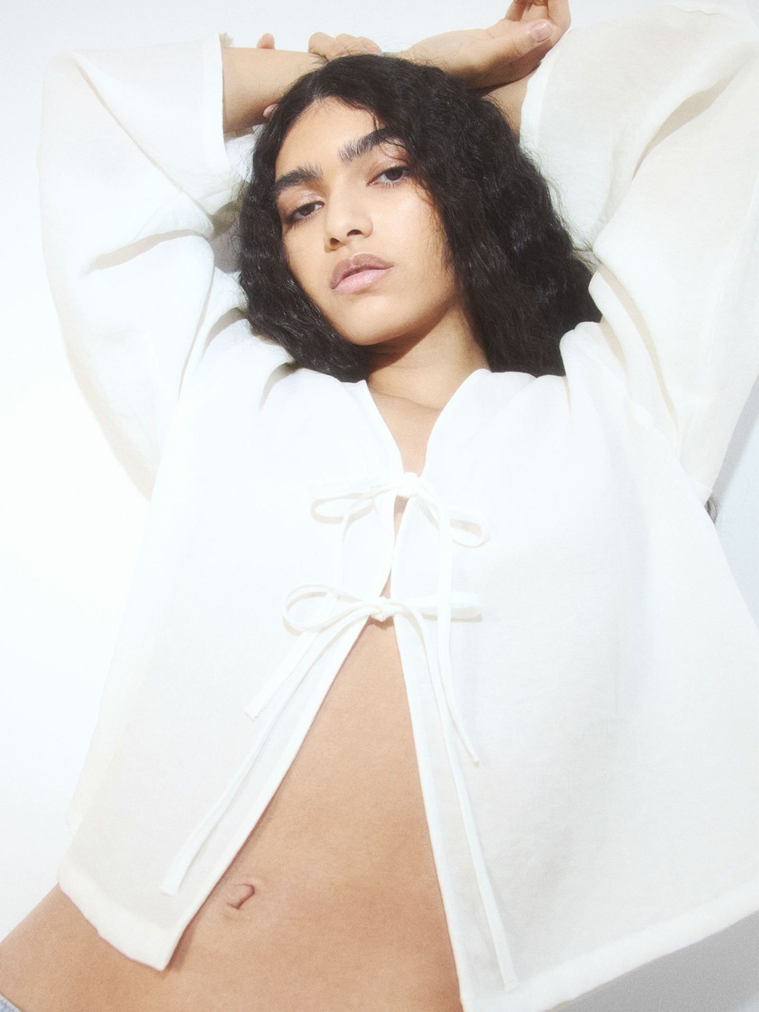 

H&M Tie-Detail Crepe Shirt, White