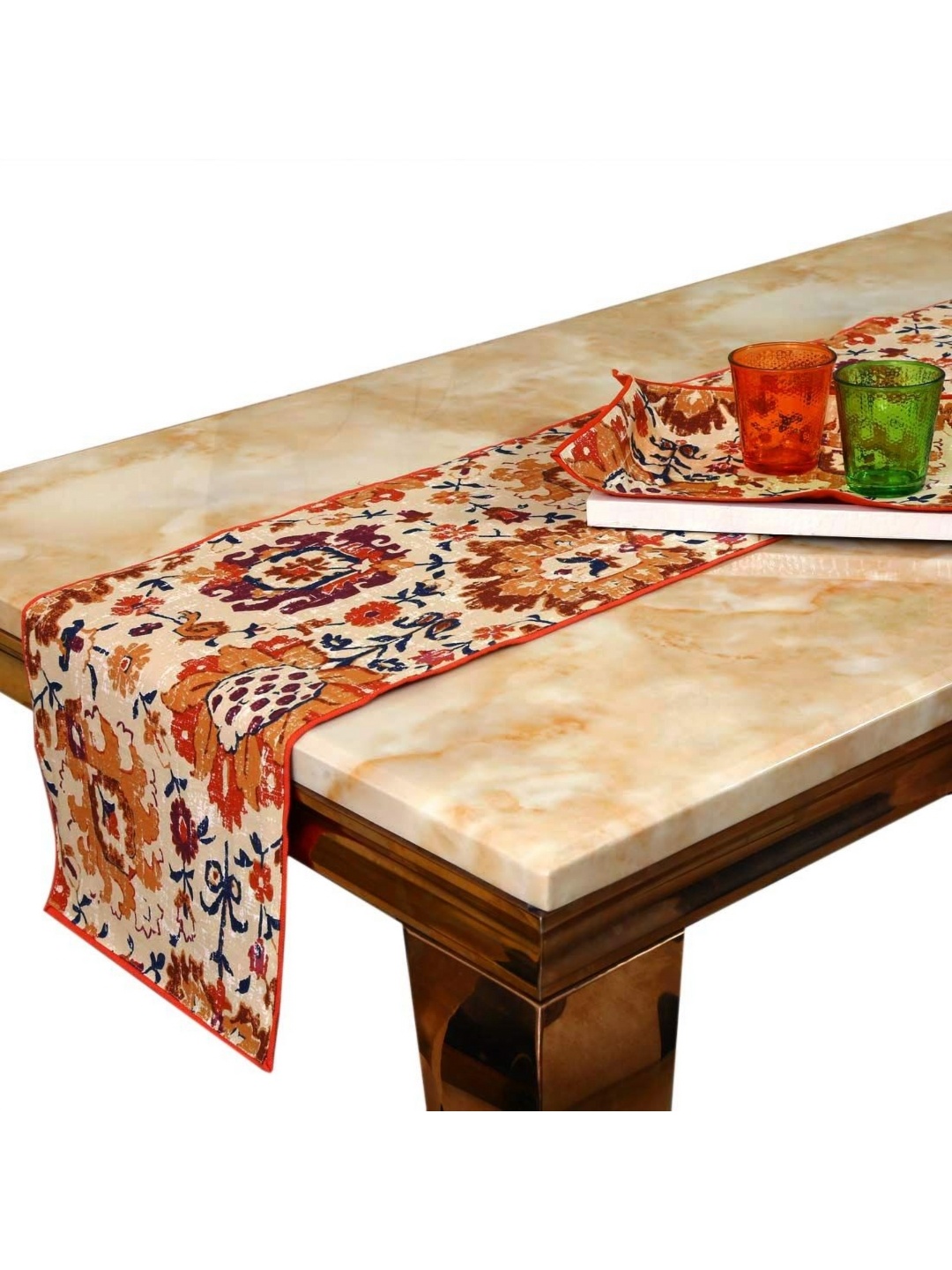 

BILBERRY Furnishing by preeti grover Beige Printed Pure Cotton Table Runner