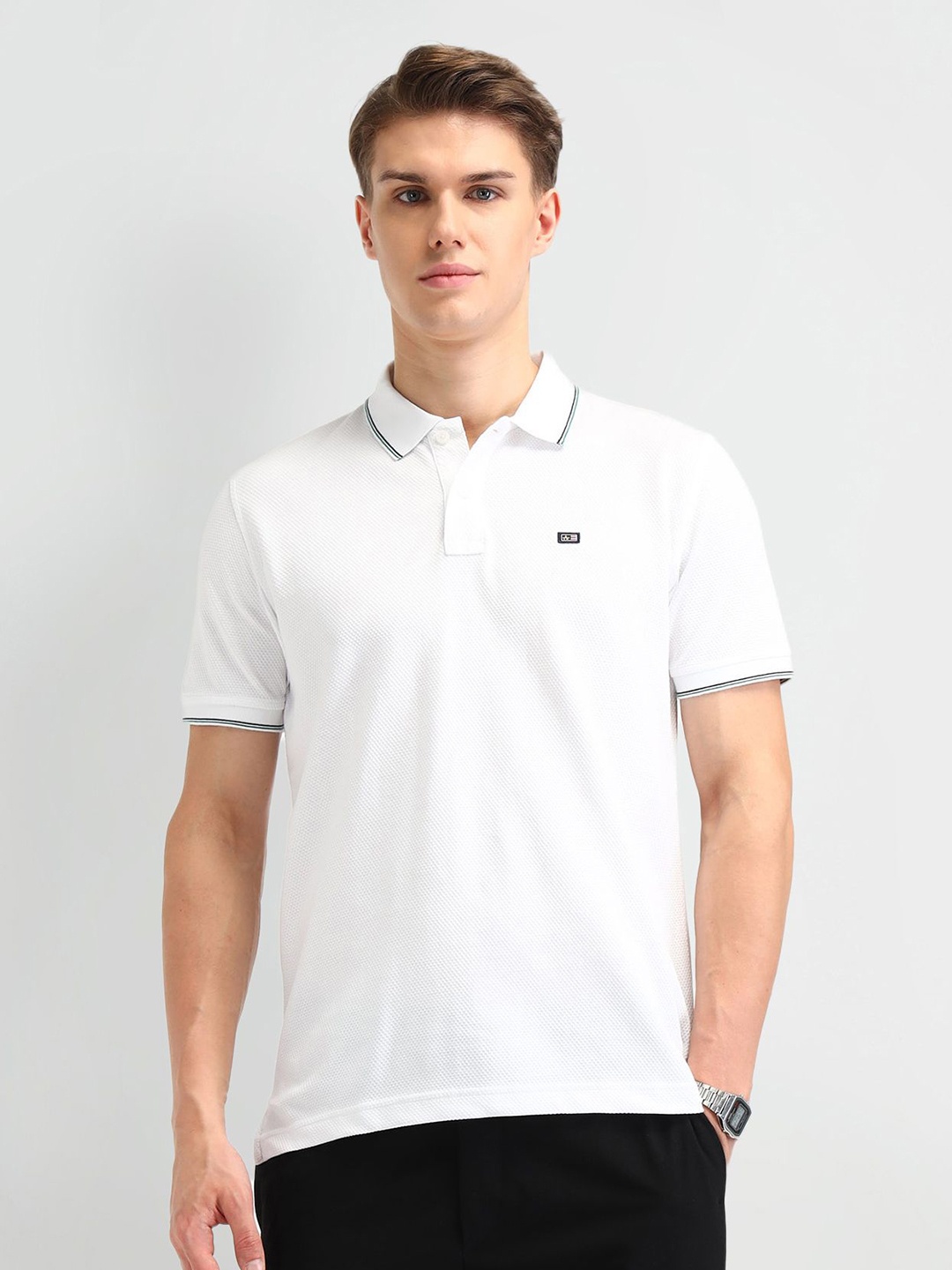 

Arrow Sport Men Brand Logo Polo Collar T-shirt, White