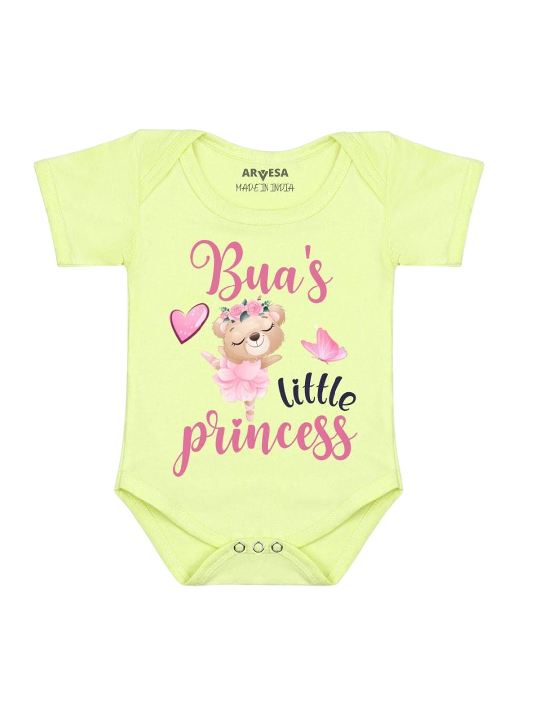 

Arvesa Kids Bua Little Princess Printed Romper, Yellow