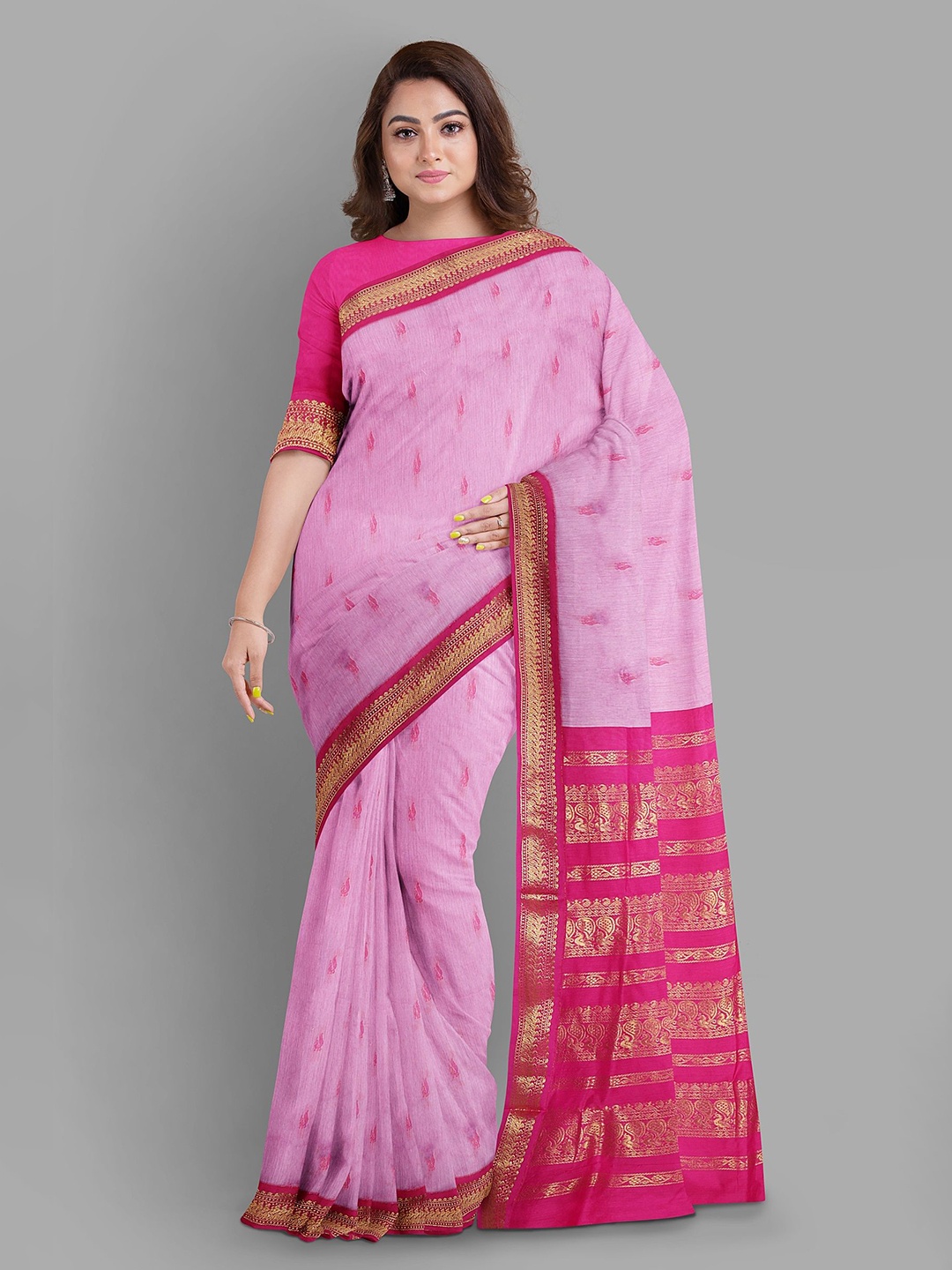 

The Chennai Silks Floral Fusion Sambalpuri Saree, Pink