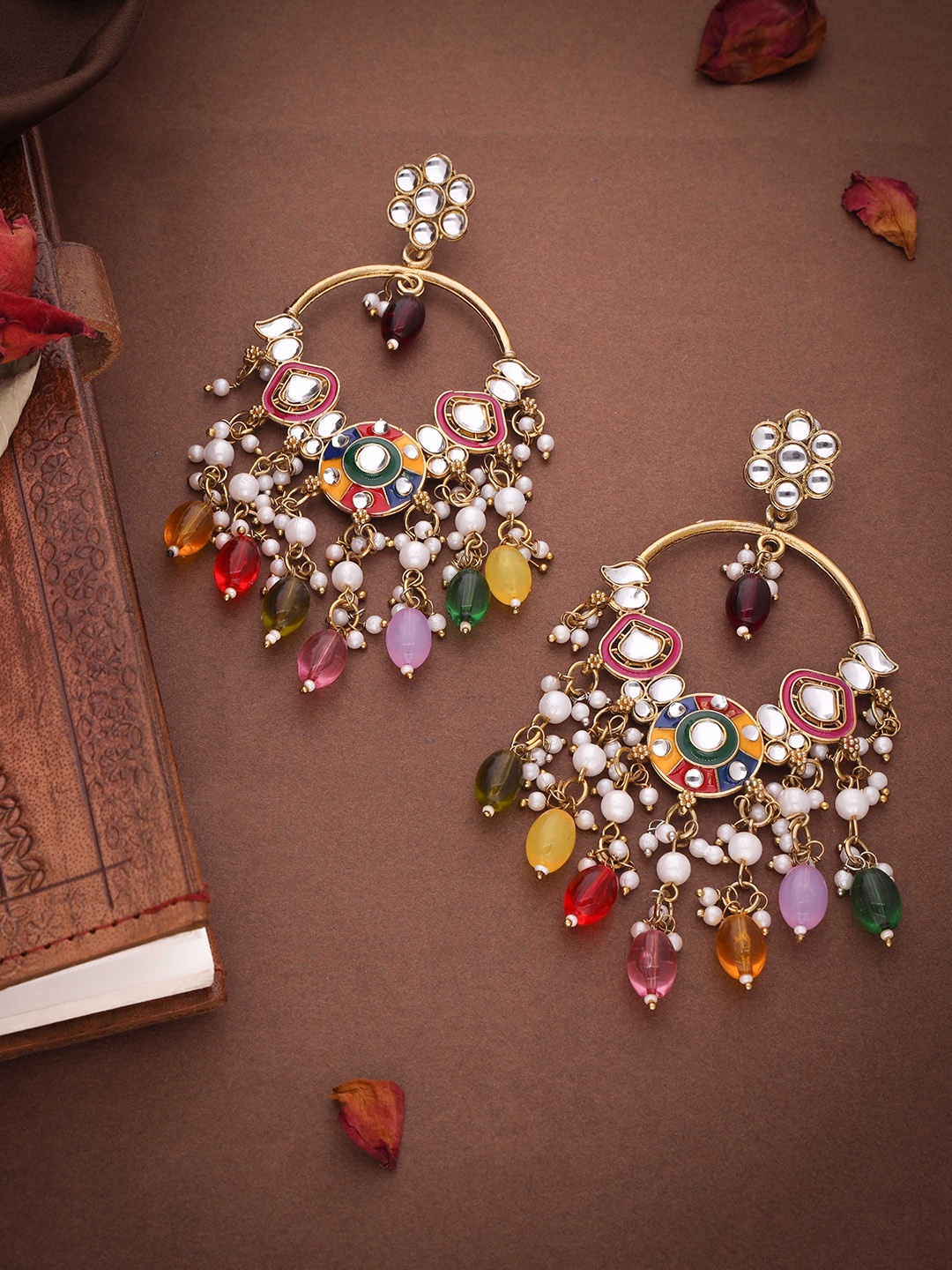 

Lyriss Gold Plated Artificial Beads Contemporary Jhumkas