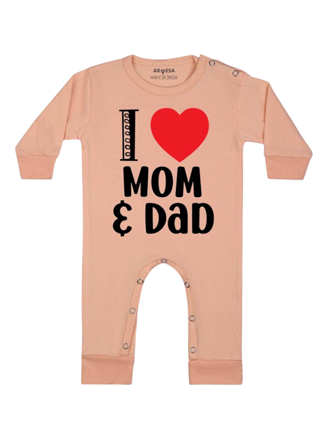 

Arvesa Kids I Love Mom And Dad Printed Baby Romper, Peach