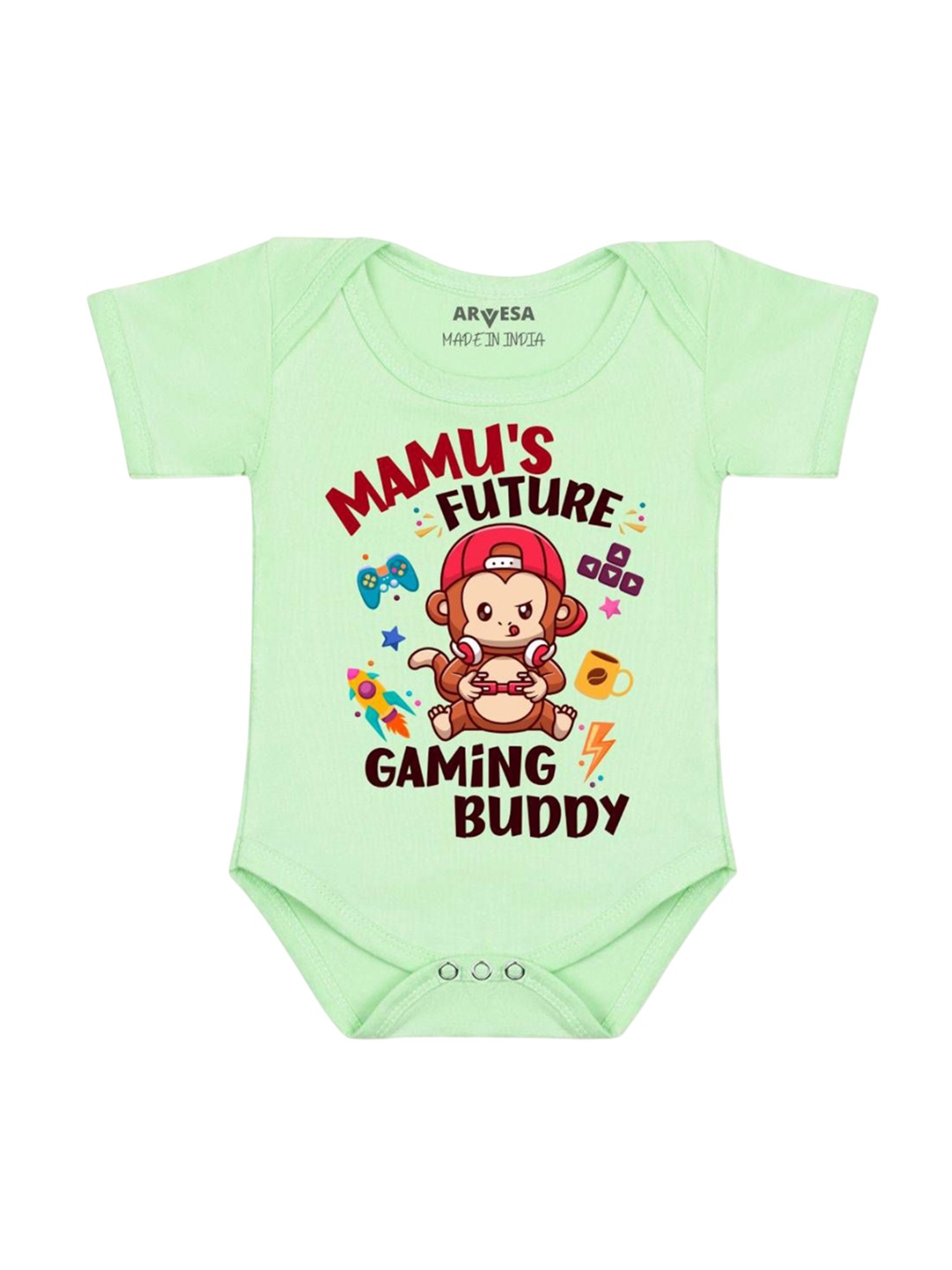 

Arvesa Mamu Future Gaming Buddy Printed Romper, Green