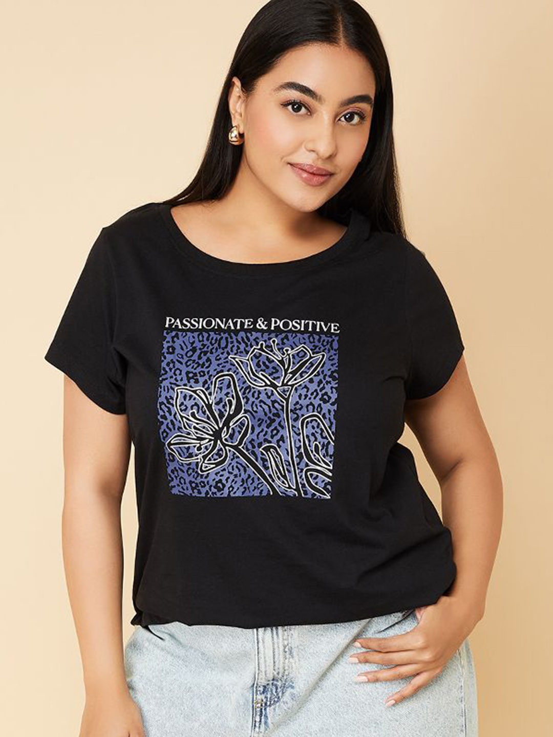 

Max Women Plus Size Printed T-Shirt, Black