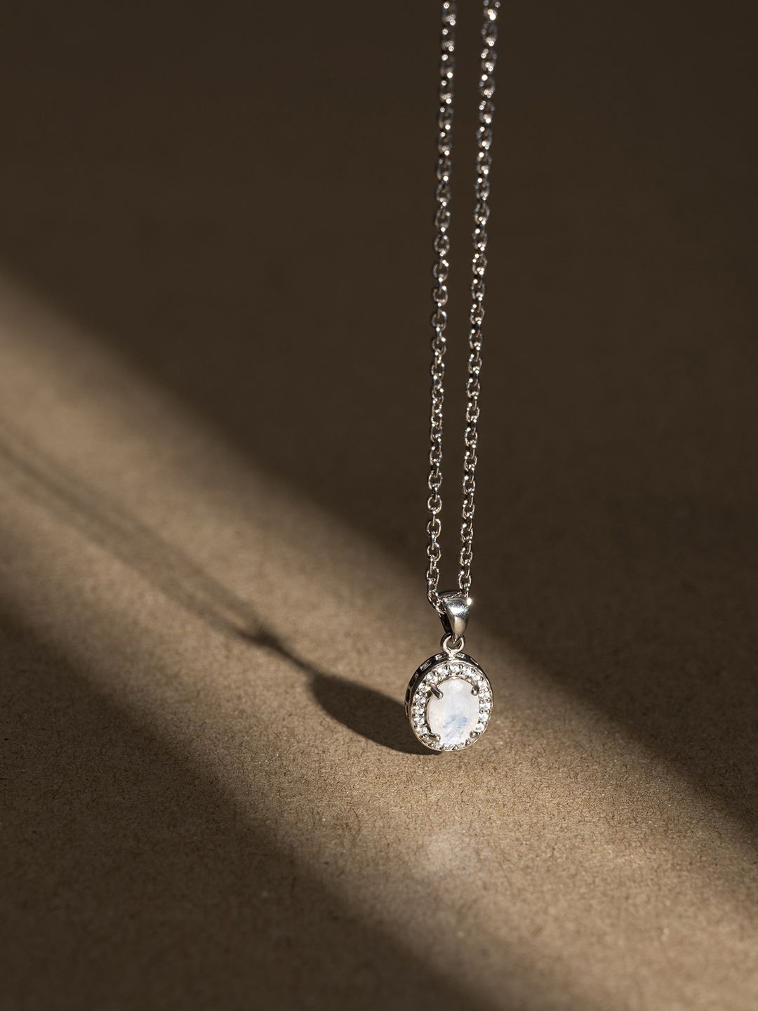 

Stone Story By Shruti 925 Sterling Silver Rhodium-Plated Stone Studded Pendant With Chain