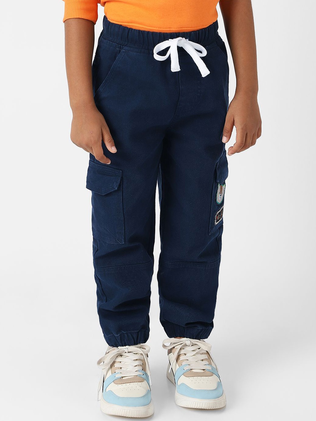 

Nauti Nati Boys Bear Patch Denim Cargo Style Joggers, Blue