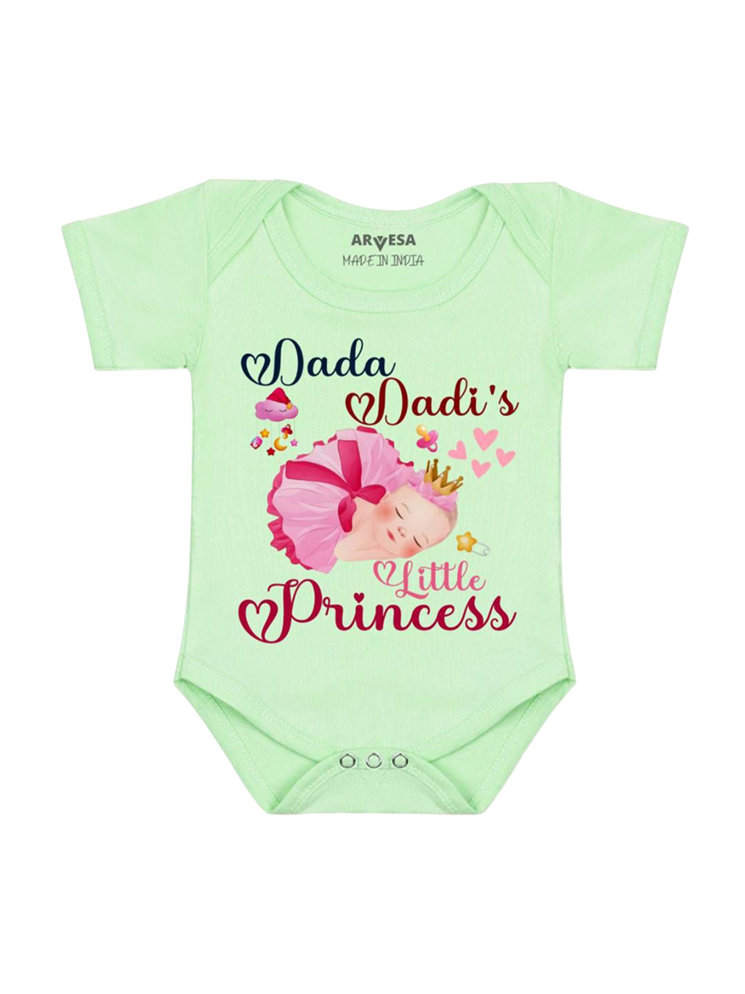 

Arvesa Dada Dadi Little Princess Printed Romper, Green