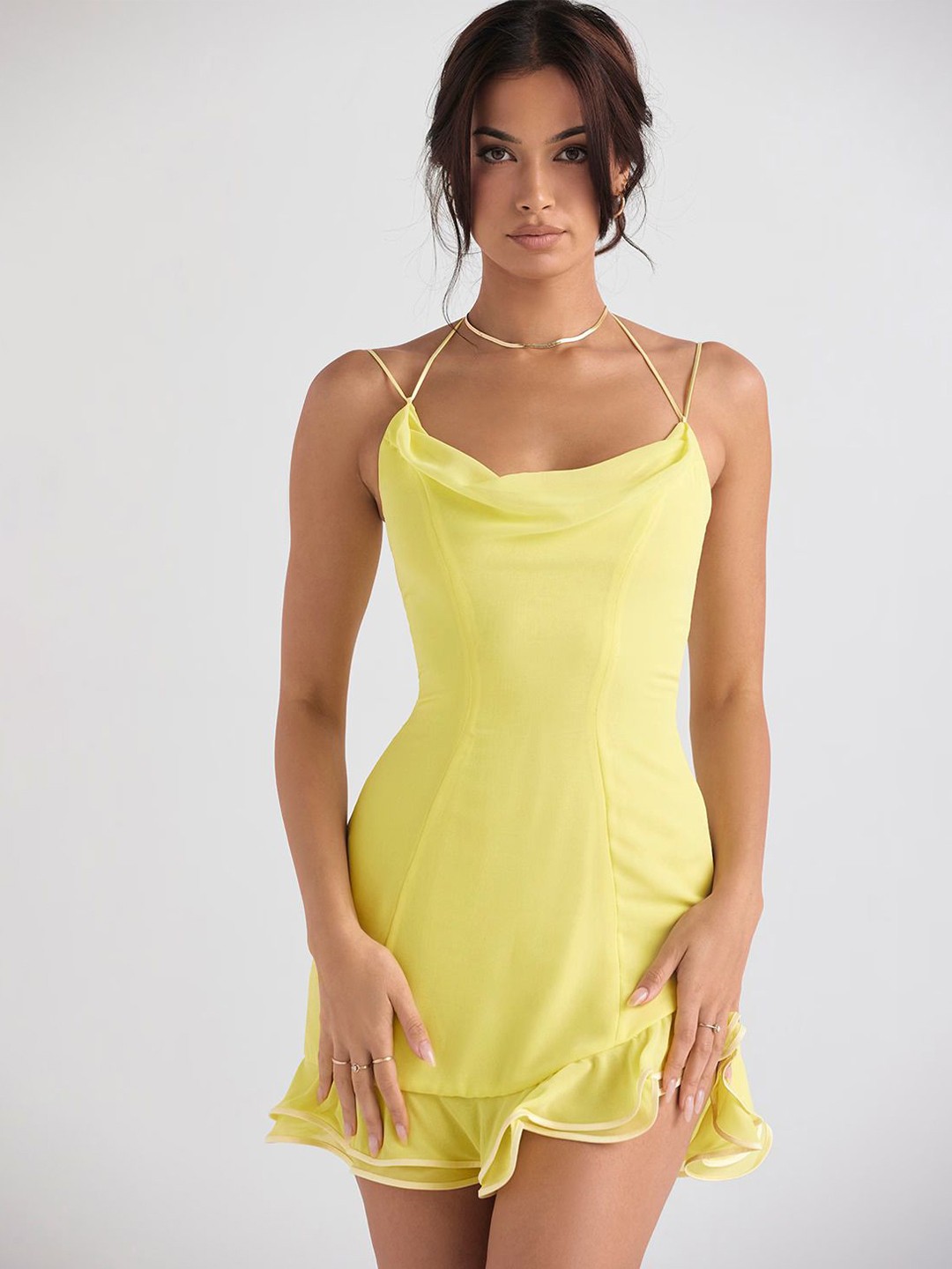 

PRIZO Georgette A-Line Mini Dress, Yellow