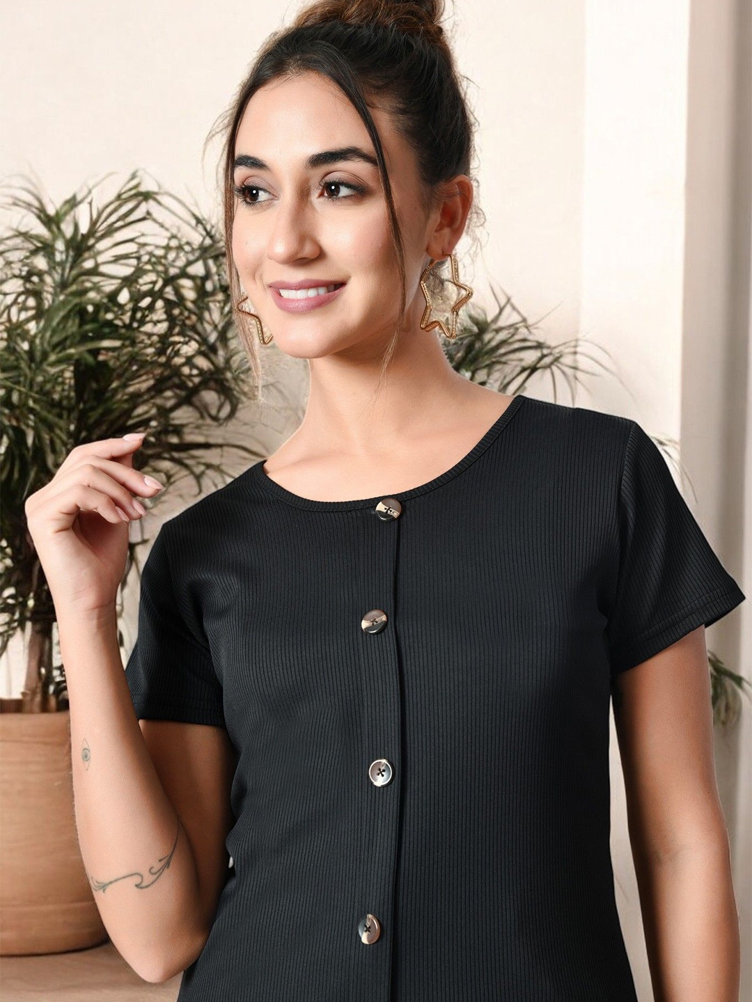 

Arbiter Collection Studded Top, Black