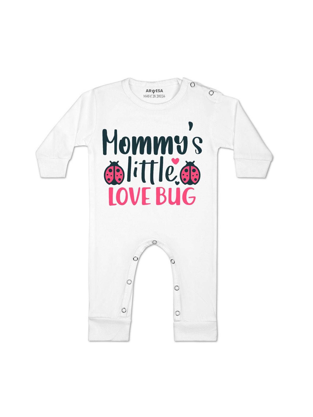 

Arvesa Kids Mommy Little Love Bug Printed Baby Romper, White