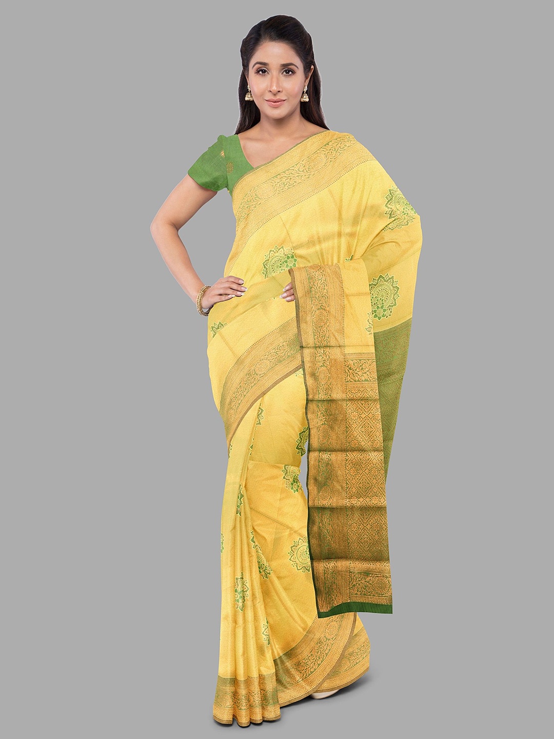 

The Chennai Silks Ethnic Motifs Zari Art Silk Ilkal Saree, Yellow
