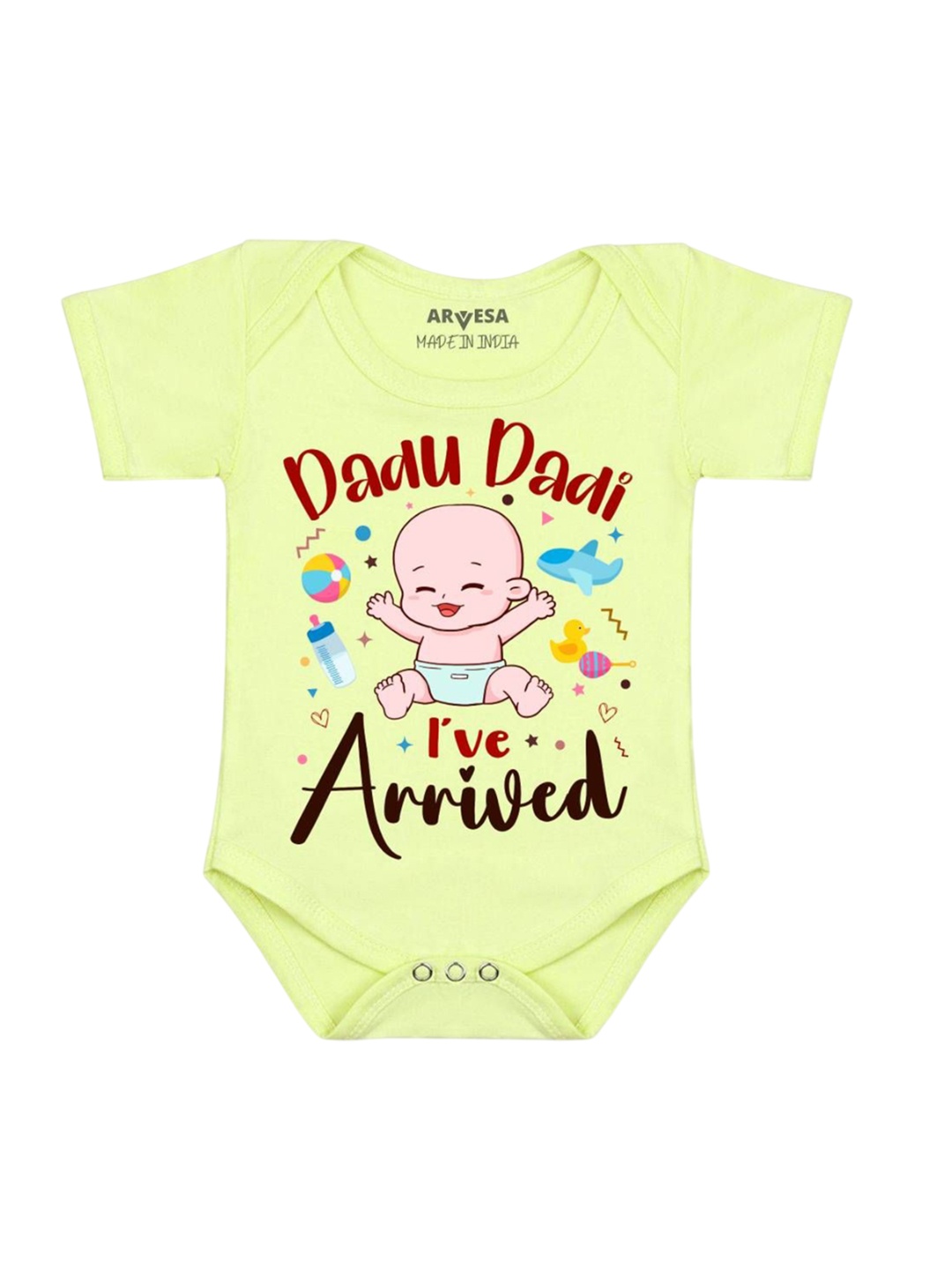 

Arvesa Kids Printed Romper, Yellow