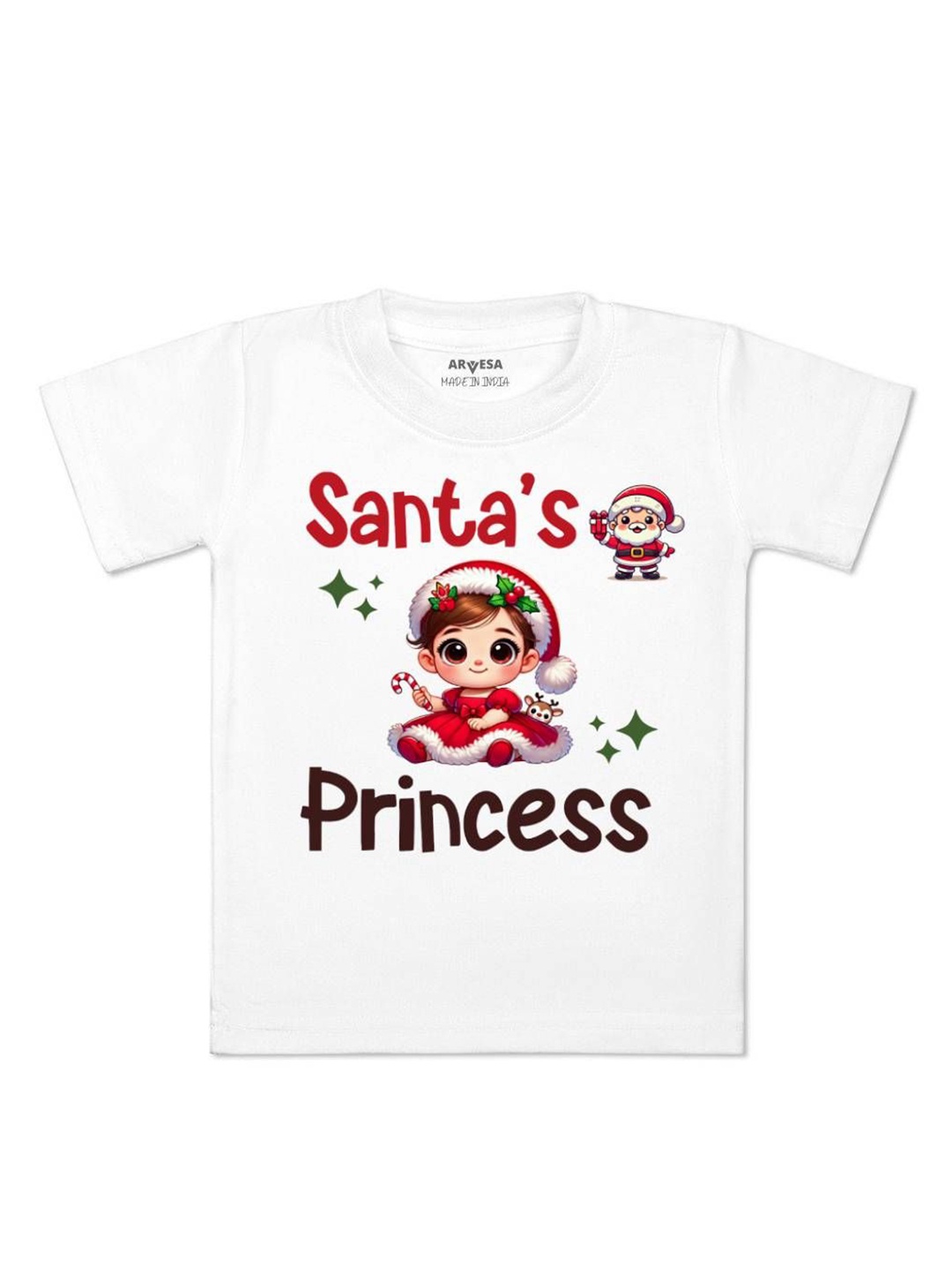 

Arvesa Santas Princess Printed Kids Unisex T-shirt, White