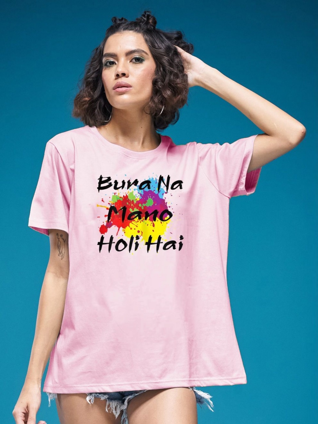

SMARTEES Women Printed Pockets T-shirt, Pink