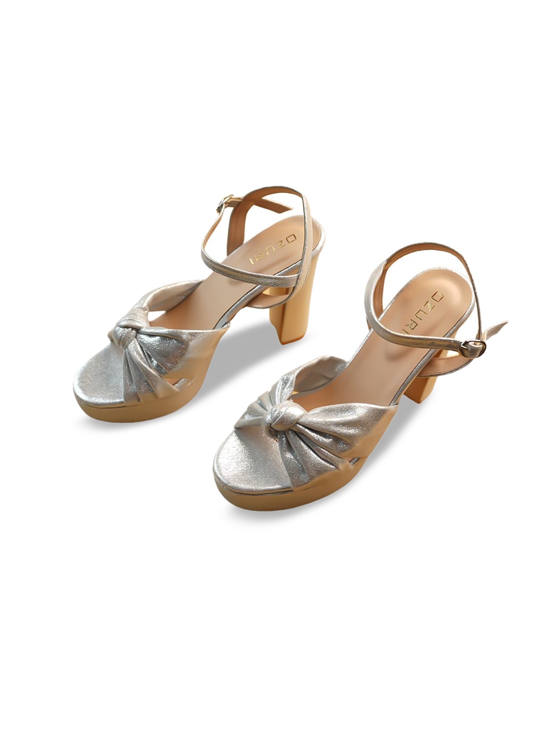 

Ozuri Party Block Sandals with Bows, Gold