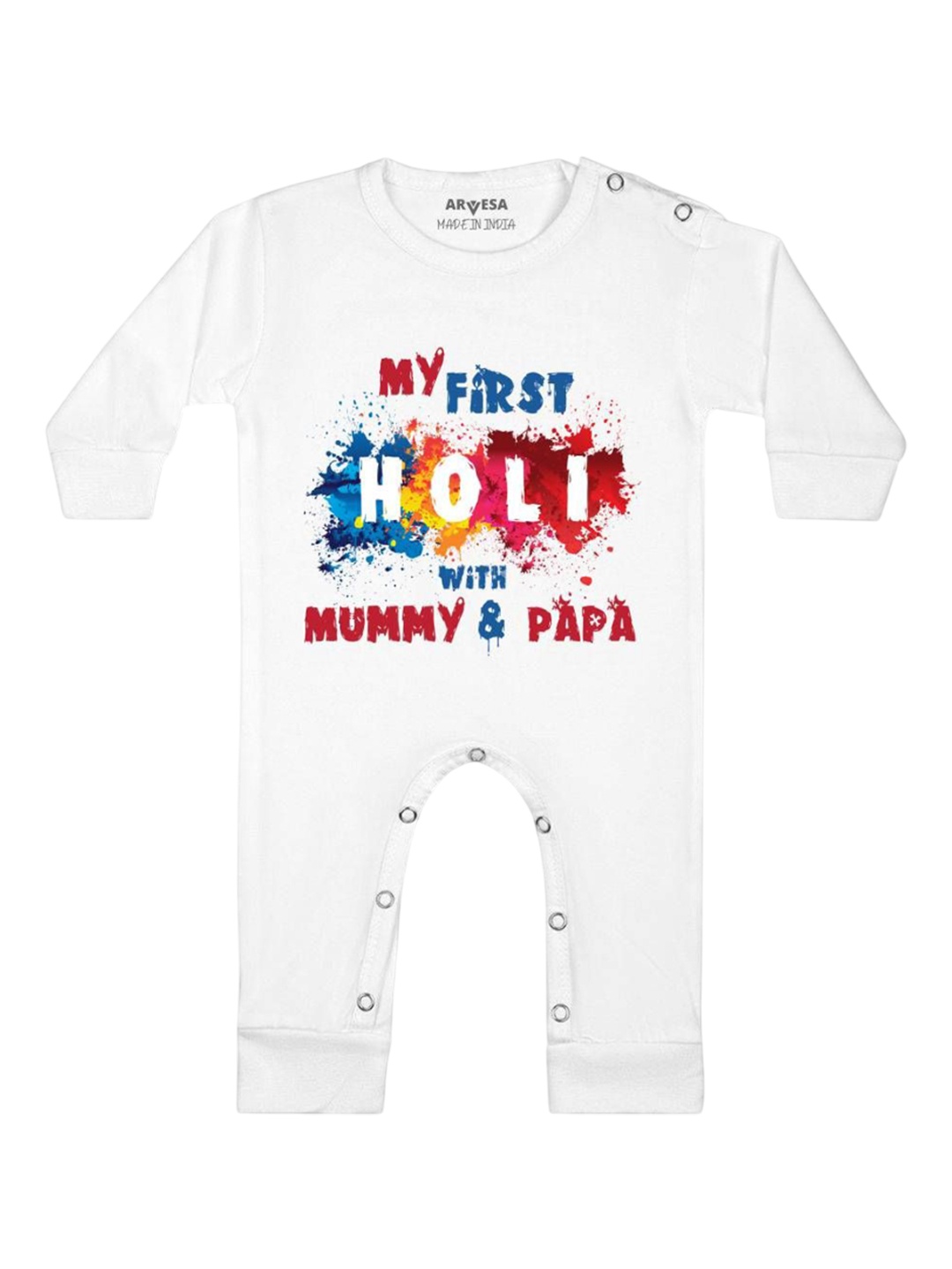 

Arvesa Kids My First Holi Printed Bodysuit, White