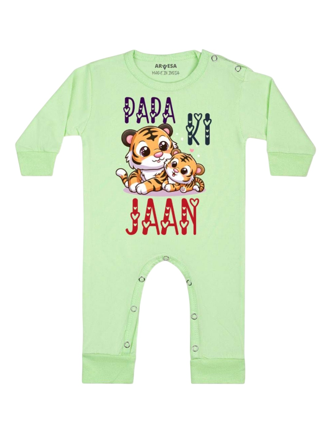 

Arvesa Kids Papa Ki Jaan Printed Baby Romper, Green