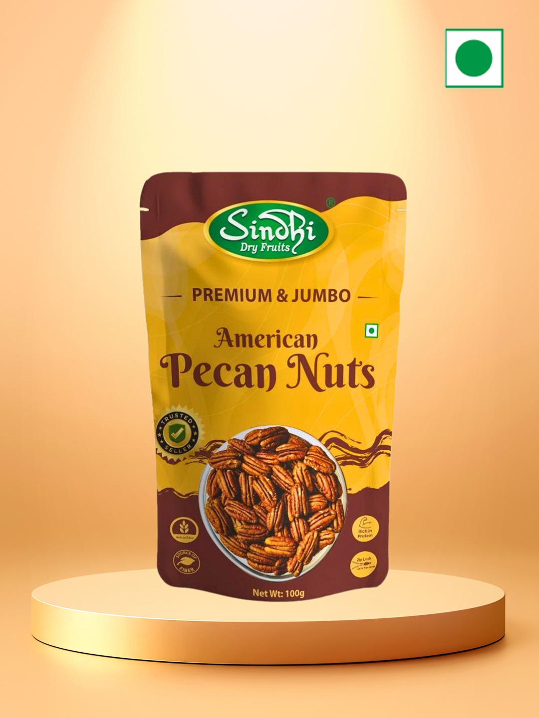 

SINDHI Dry Fruits American Pecan Nuts 100g, Yellow