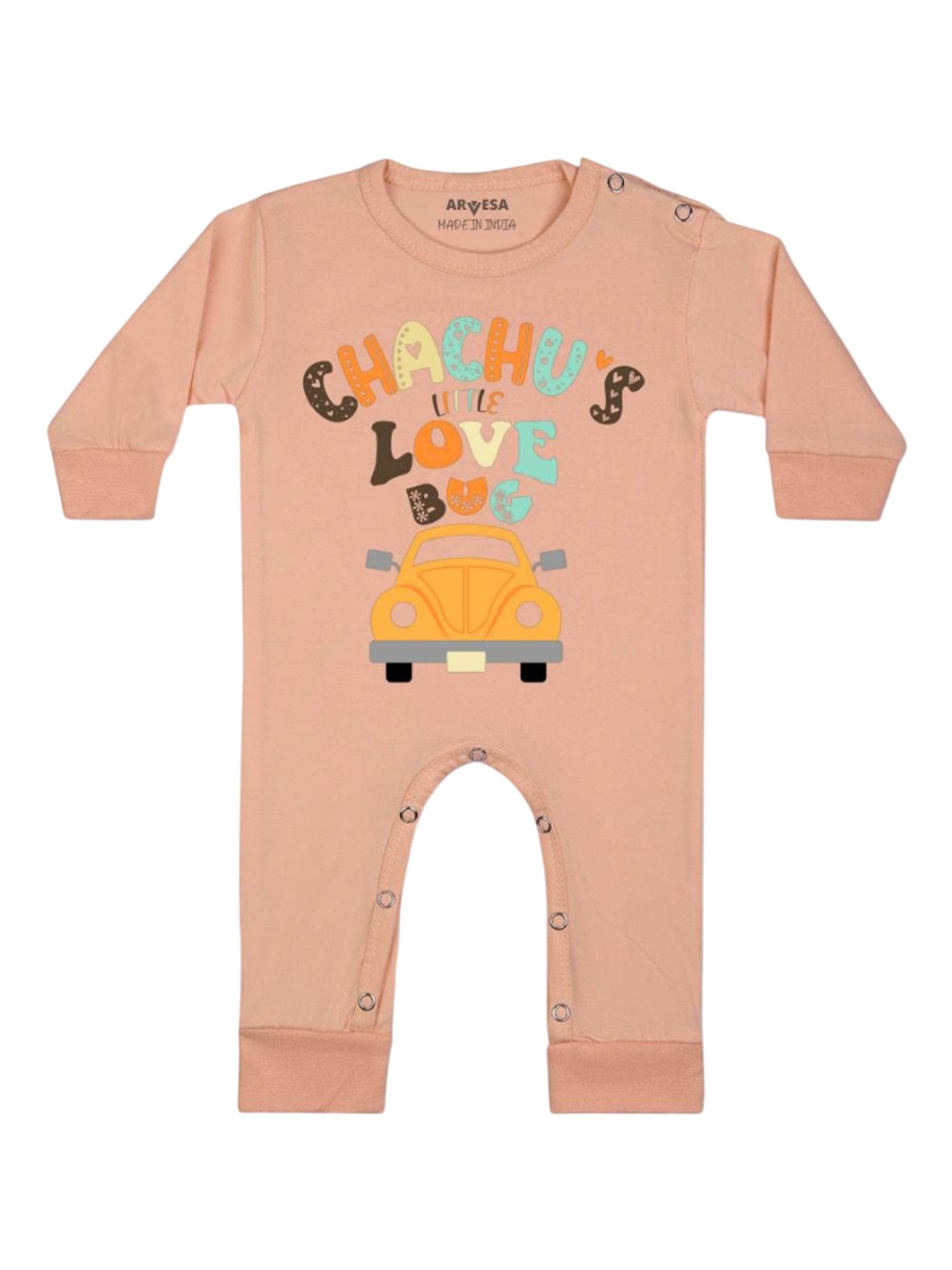 

Arvesa Kids Chachu Little Love Bug Printed Baby Romper, Peach