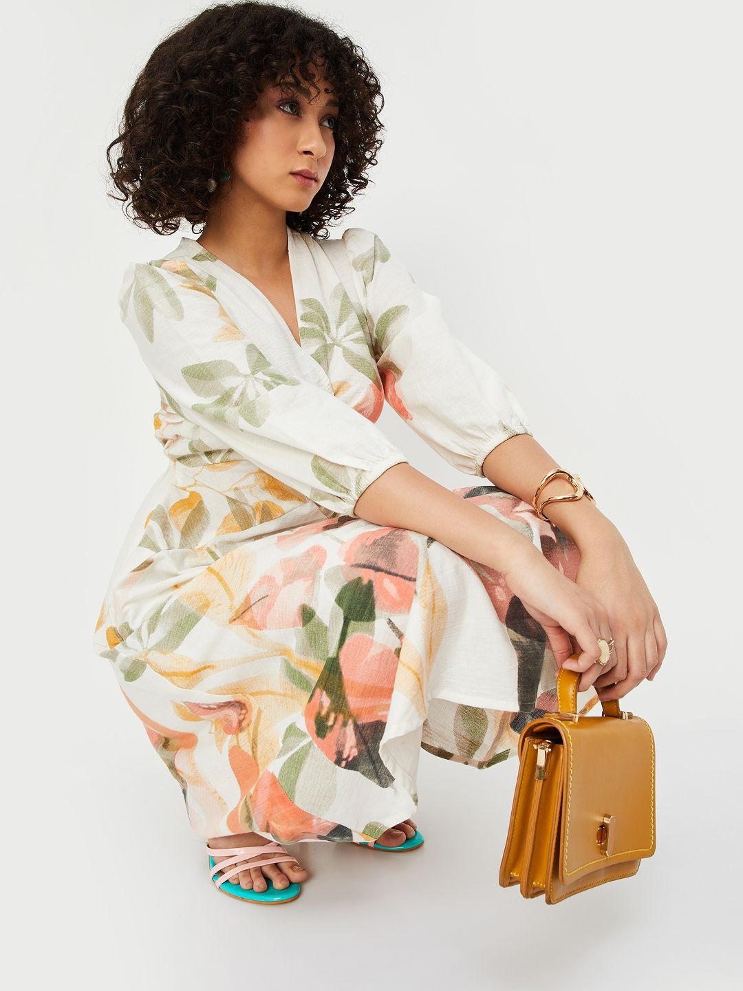 

max Floral Print Fit & Flare Dress, Multi