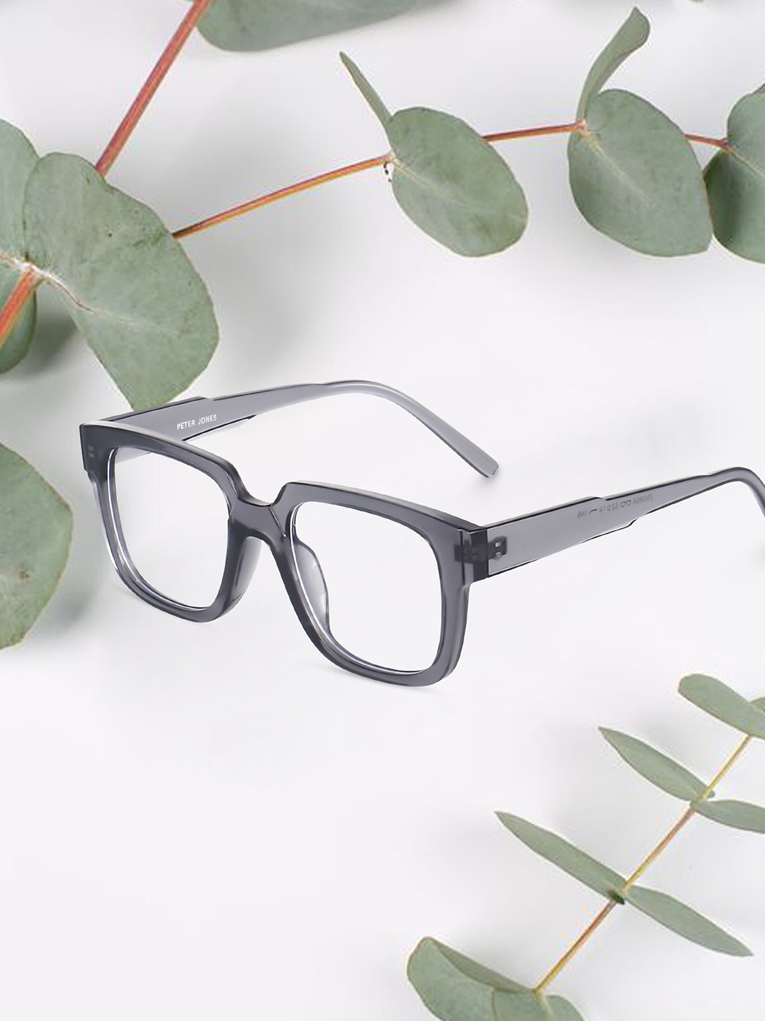 

Peter Jones Eyewear Unisex Blue Light Blocking Full Rim Square Frames, Grey