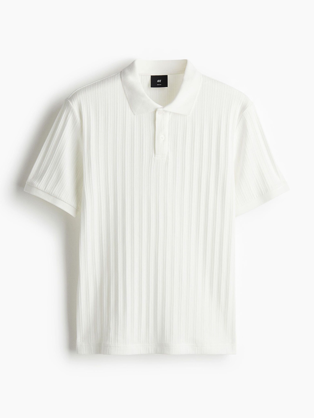 

H&M Slim Fit Textured Jersey Polo Shirt, White