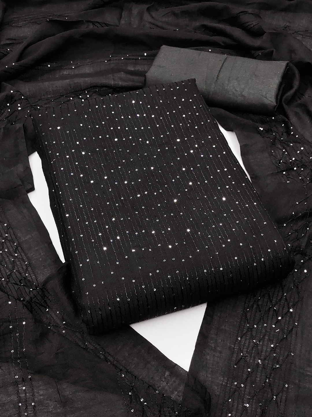 

SAINOOR Embroidered Unstitched Dress Material, Black