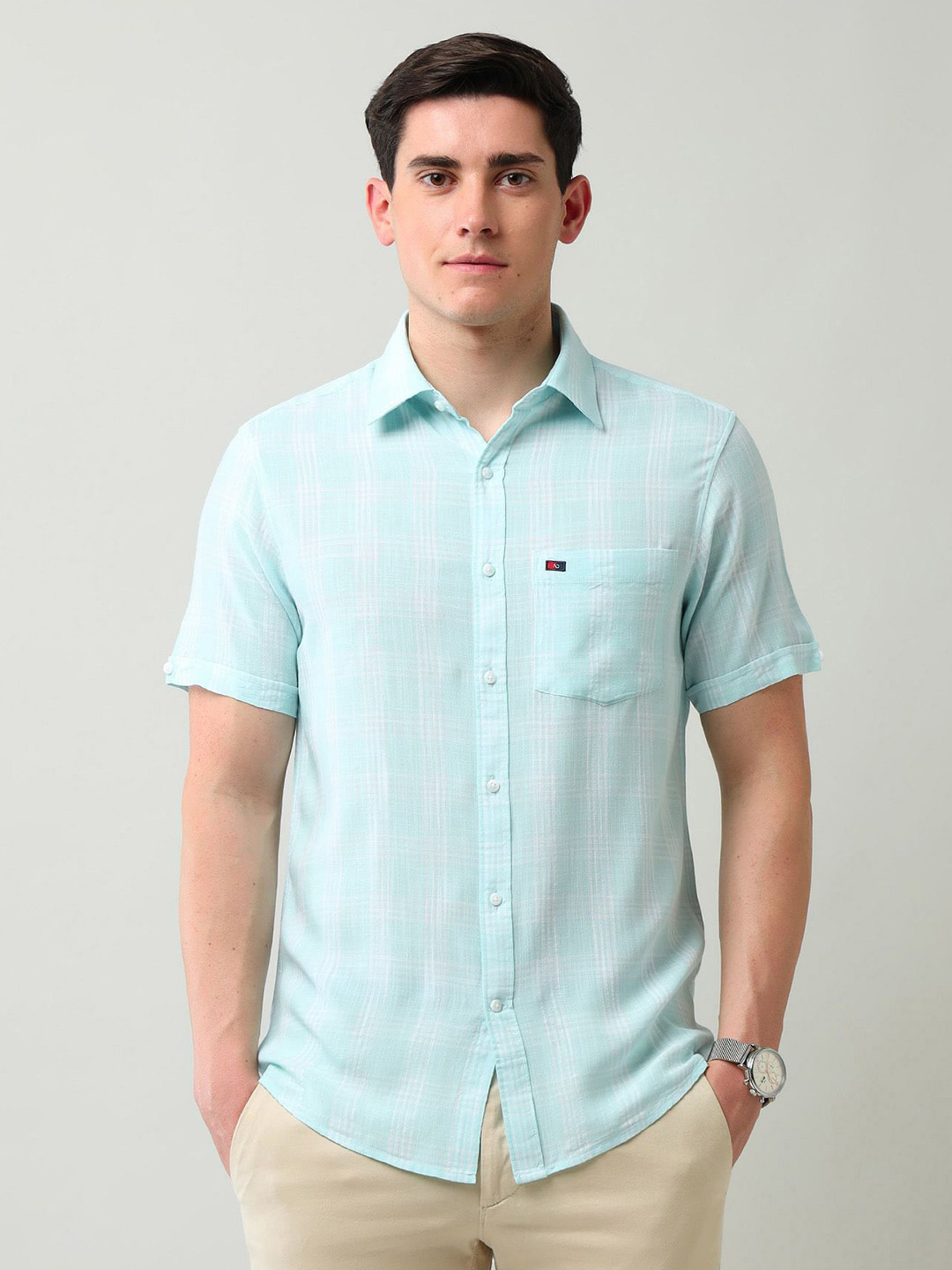 

AD By Arvind Men Slim Fit Opaque Casual Shirt, Blue