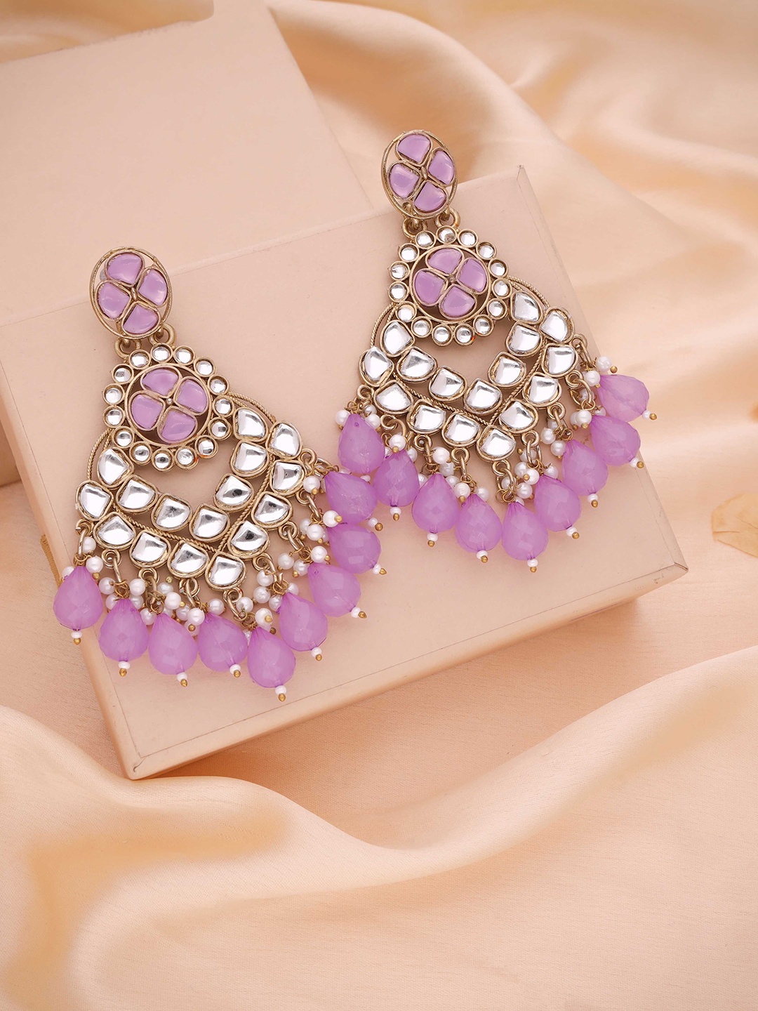 

Lyriss Gold Plated Artificial Beads Contemporary Jhumkas